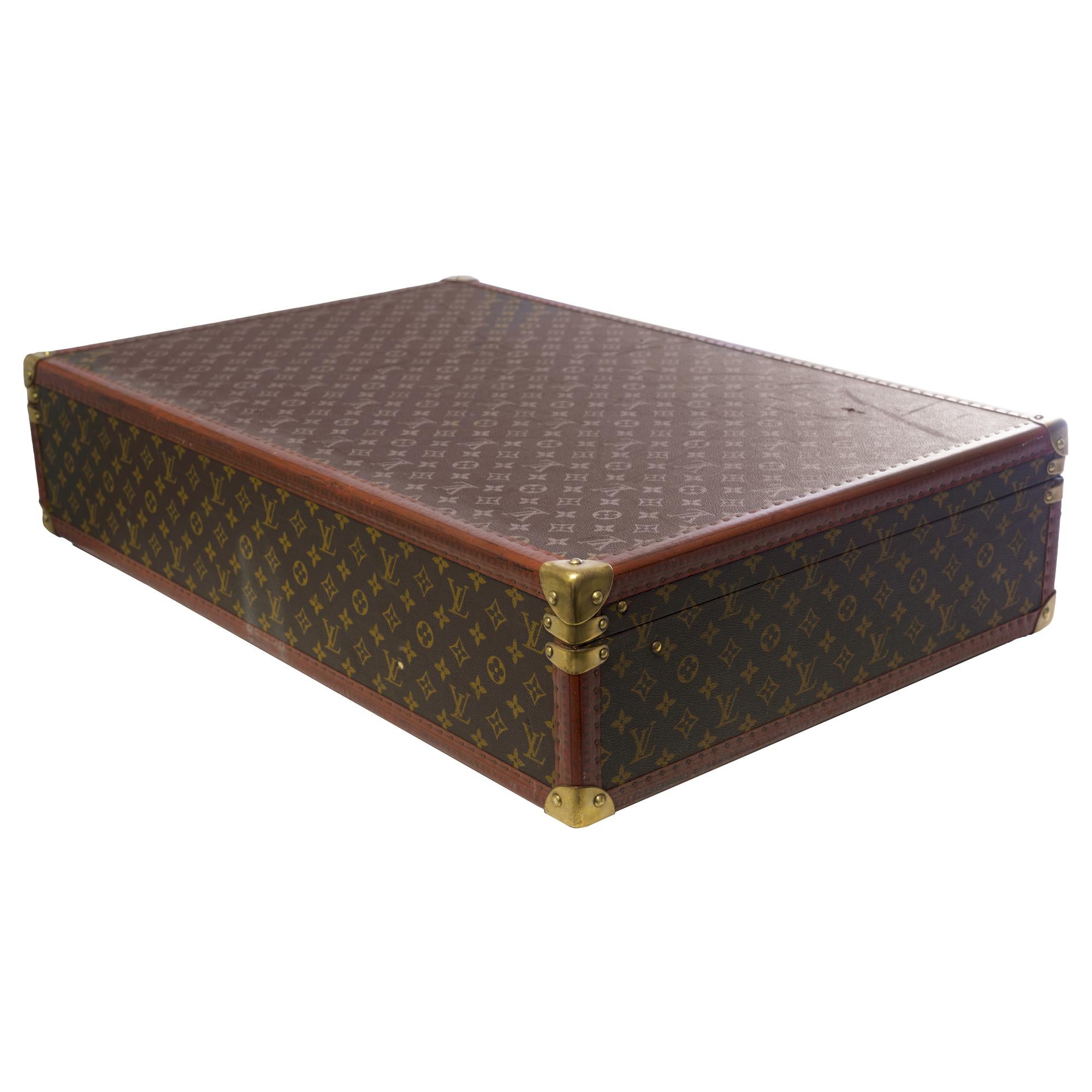 Rare Louis Vuitton Trunk Alzer 80cm Suitcase in brown monogram canvas 1