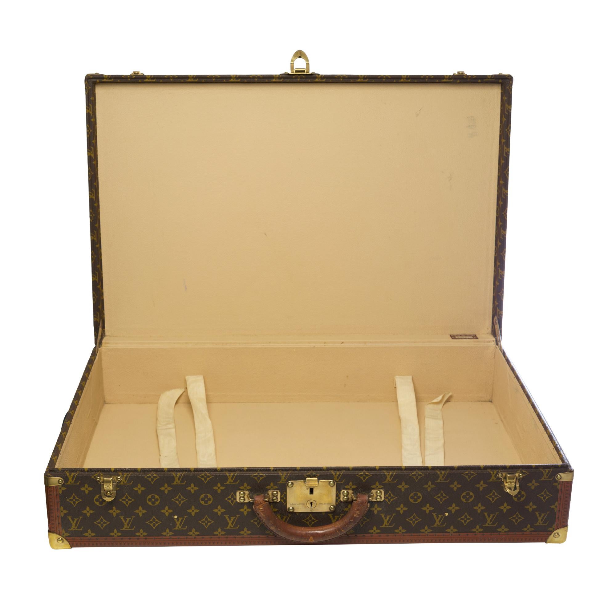 Rare Louis Vuitton Trunk Alzer 80cm Suitcase in brown monogram canvas 4