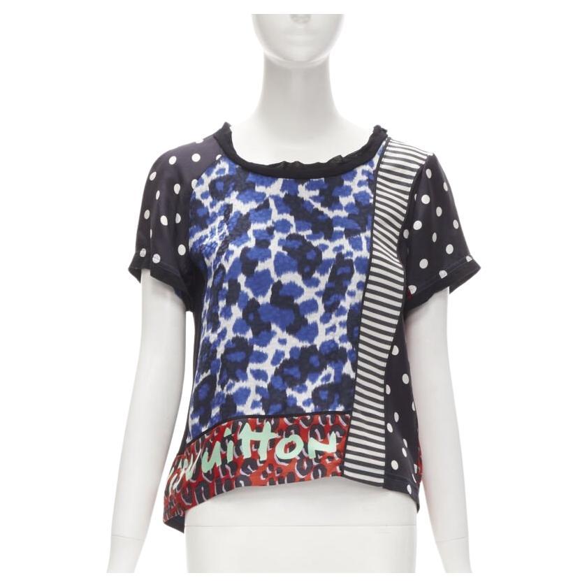 Seltenes LOUIS VUITTON Vintage Stephen Sprouse Leoparden-Patchwork-TShirt S im Angebot