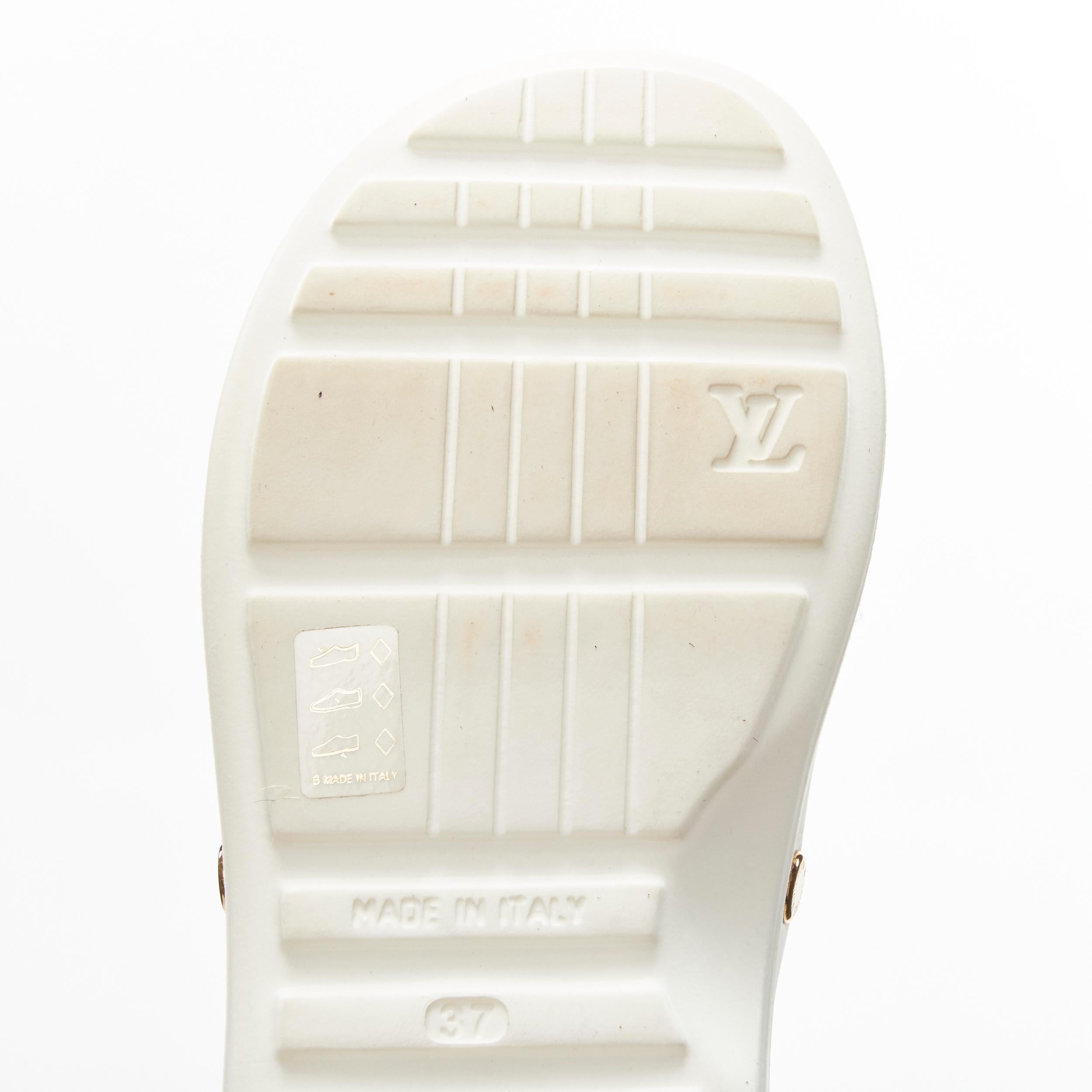 rare LOUIS VUITTON Y2K white multicolour monogram clear PVC pool slides EU37 3