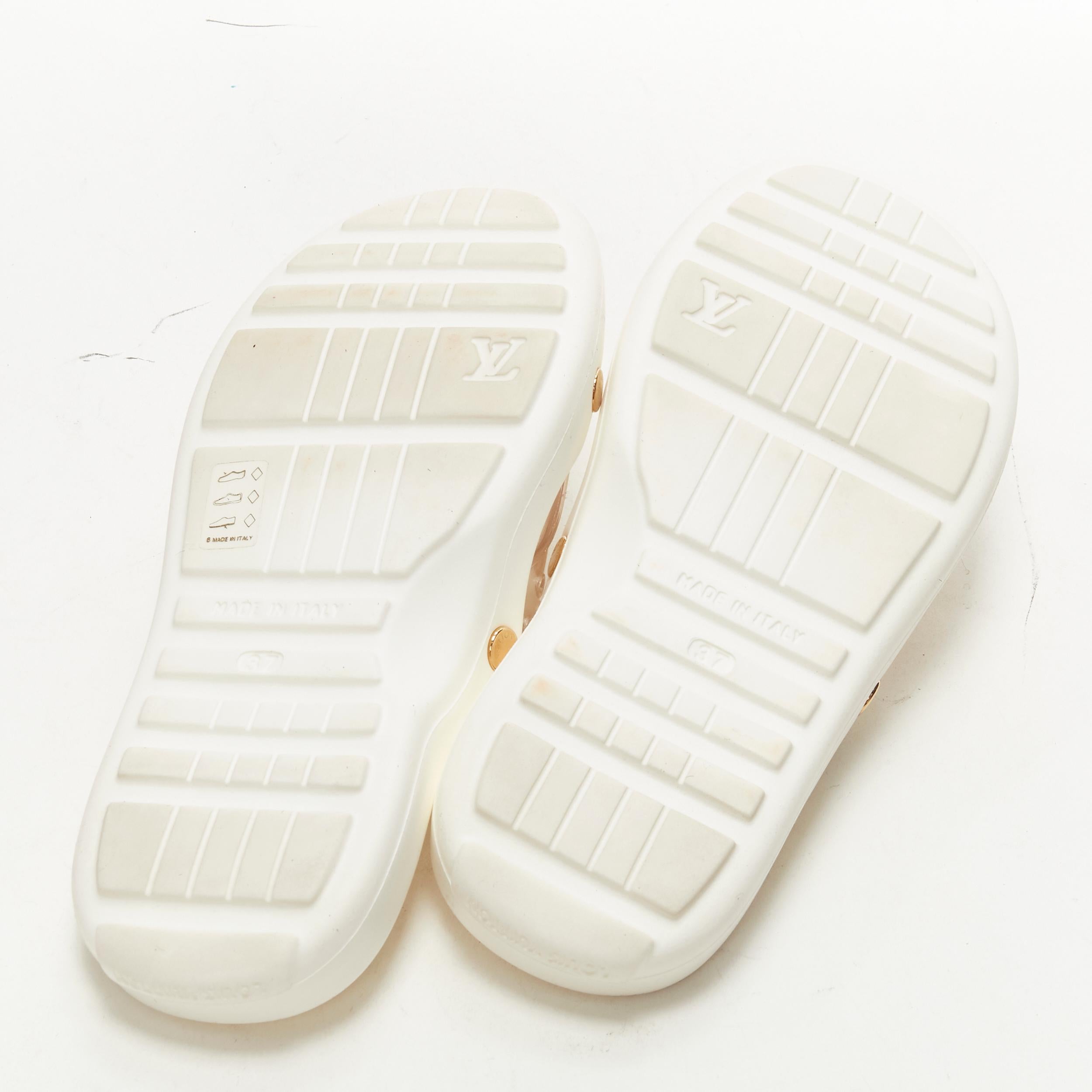 rare LOUIS VUITTON Y2K white multicolour monogram clear PVC pool slides EU37 4