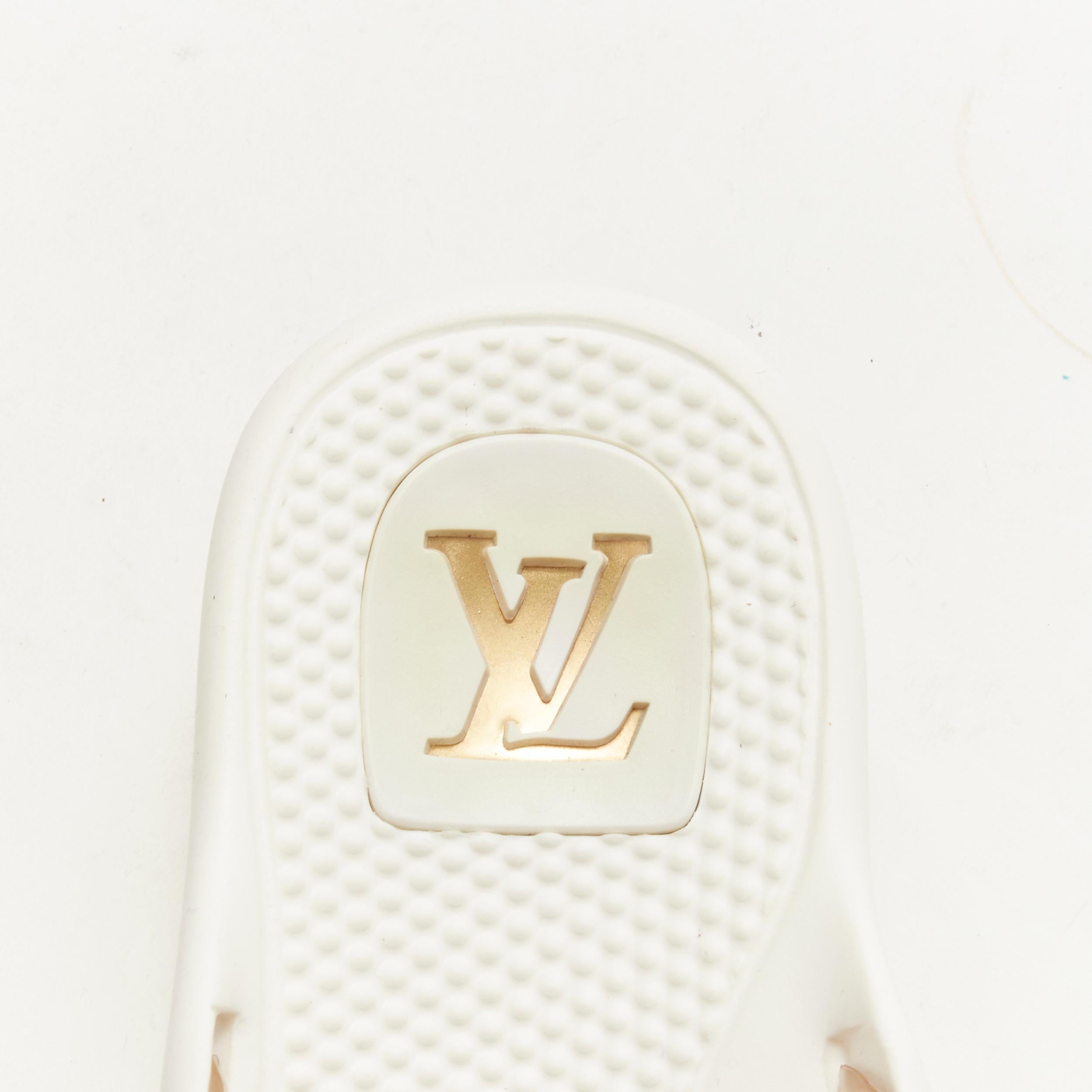 rare LOUIS VUITTON Y2K white multicolour monogram clear PVC pool slides EU37 2