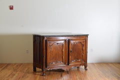 Rare Louis XIV/XV Period Carved Walnut Buffet, Marrone Fossilized Marble Top