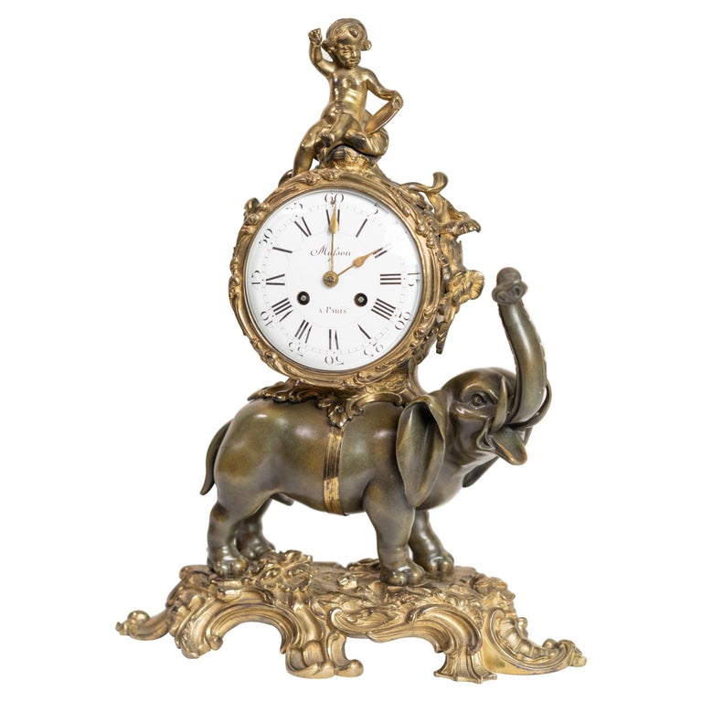 Rare Louis XV Style "Elephant" Bronze Mantel Clock For Sale at 1stDibs |  vintage elephant clock, elephant mantel clock, elephant clock antique