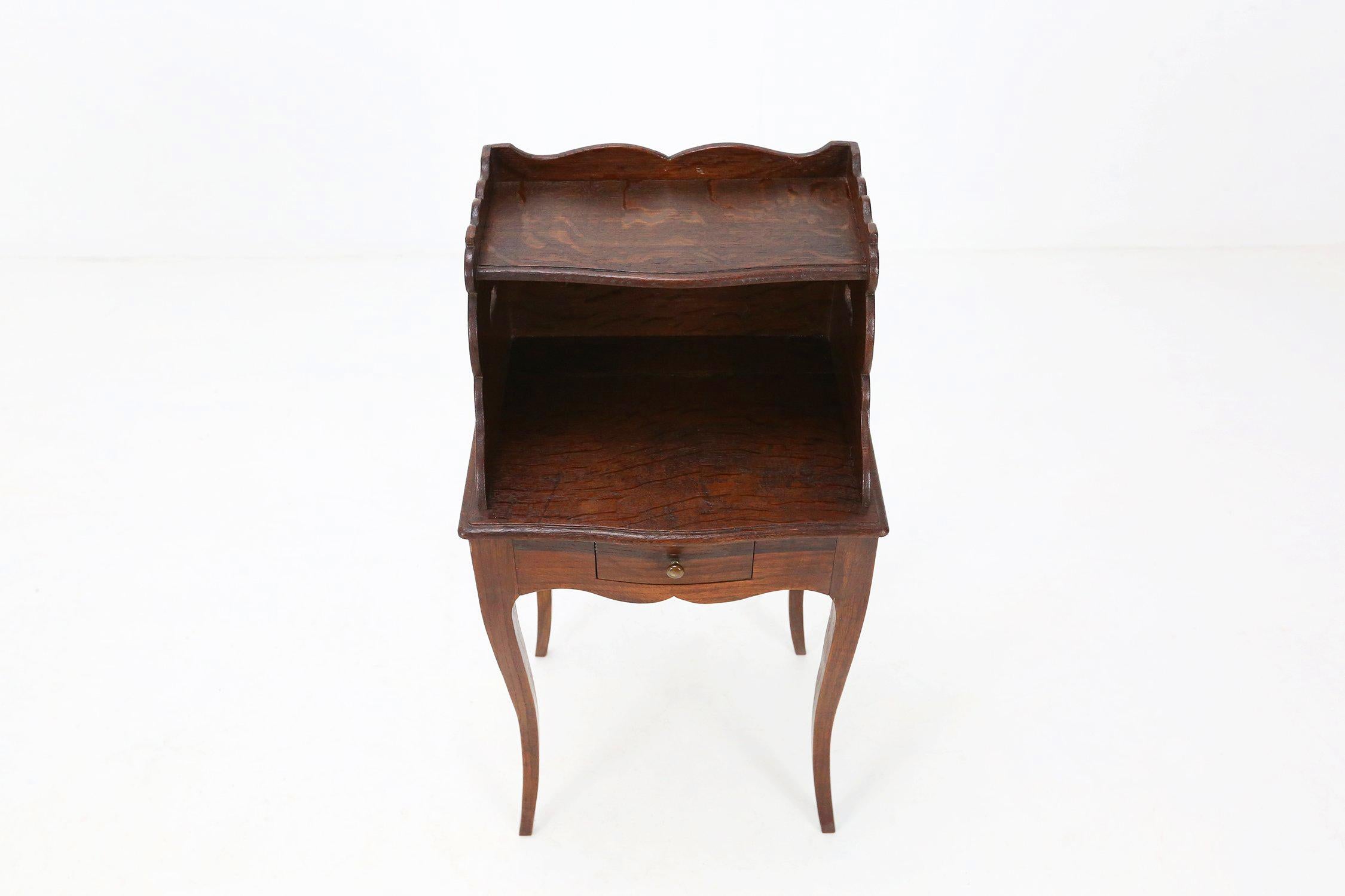 Hand-Crafted Rare Louis XV style Nightstand in Wood, France ca. 1900 For Sale