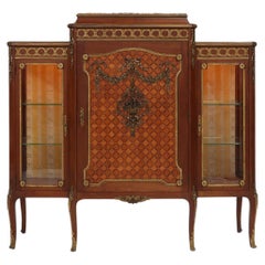 Rare Louis XVI display cabinet in marquetry with light, France ca. 1850