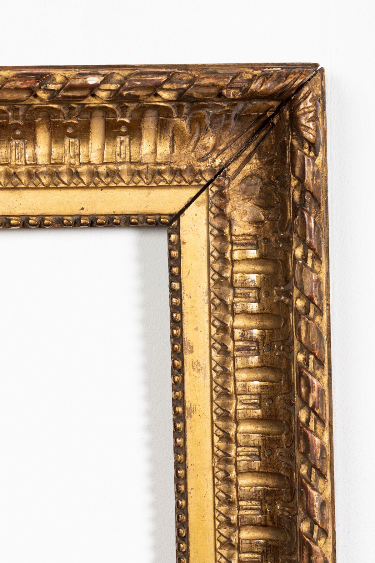 Rare Louis XVI Period Carved Giltwood Frame, Mirror, France, Late 18th Century In Good Condition In Saint-Ouen, FR