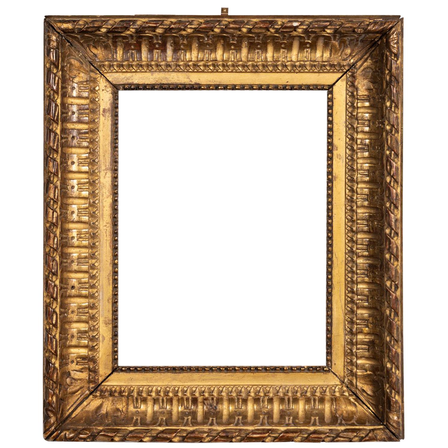 Rare Louis XVI Period Carved Giltwood Frame, Mirror, France, Late 18th Century