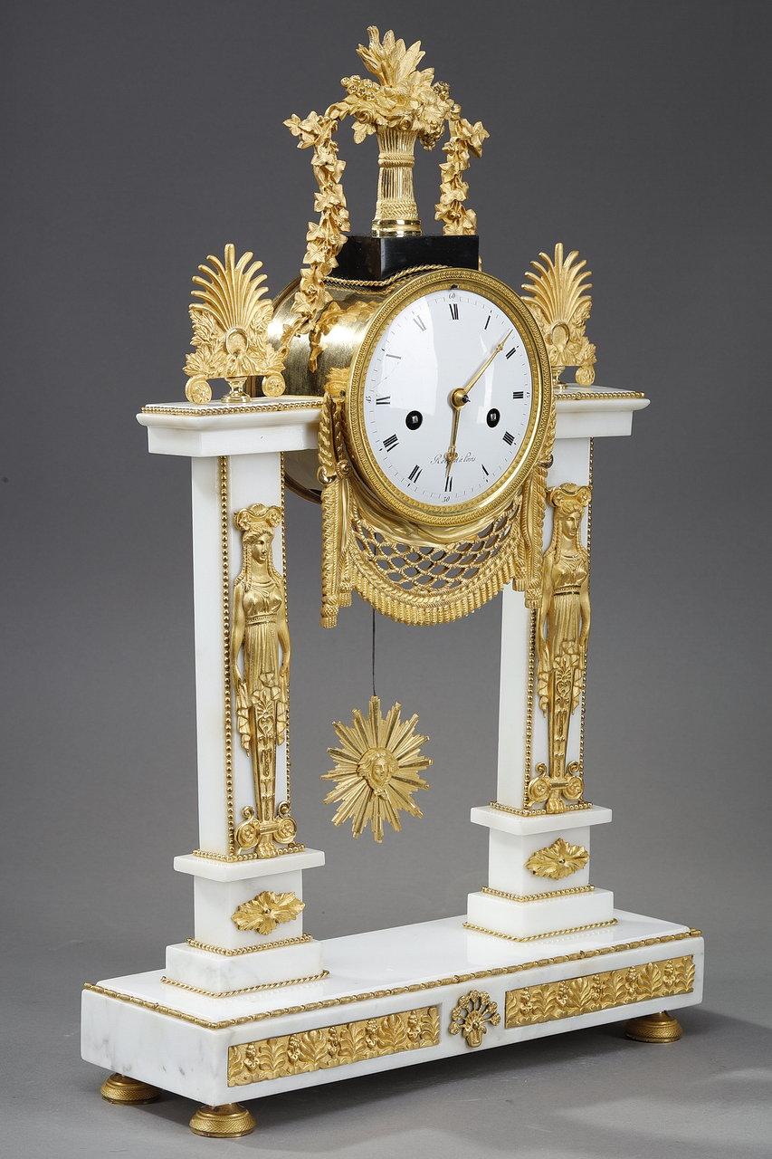 French Rare Louis XVI Period Portico Clock by Jacques-Claude-martin Rocquet For Sale