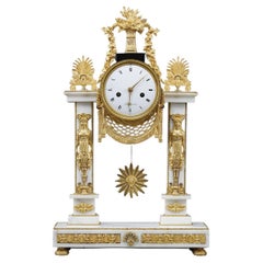 Antique Rare Louis XVI Period Portico Clock by Jacques-Claude-martin Rocquet