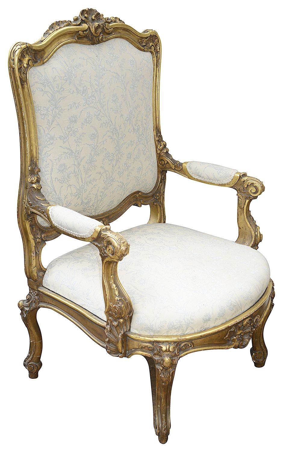 Hand-Carved Rare Louis XVI Style French Gilt Wood Salon Suite, 1880 For Sale