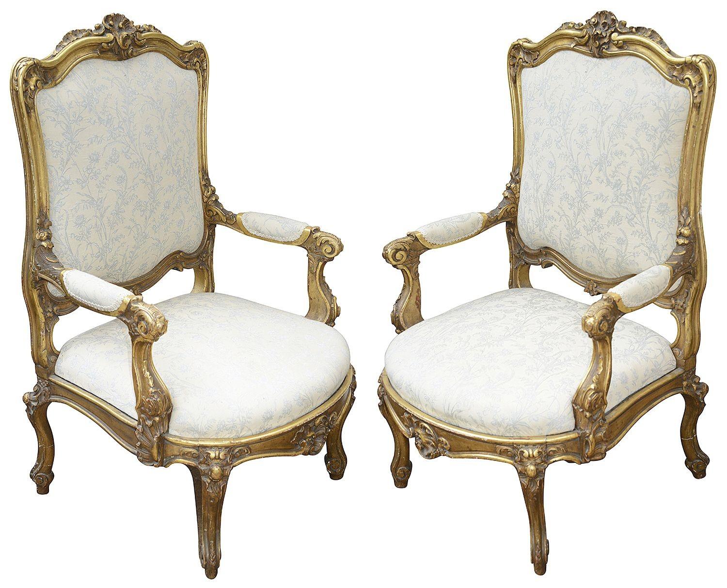 Rare Louis XVI Style French Gilt Wood Salon Suite, 1880 In Good Condition For Sale In Brighton, Sussex