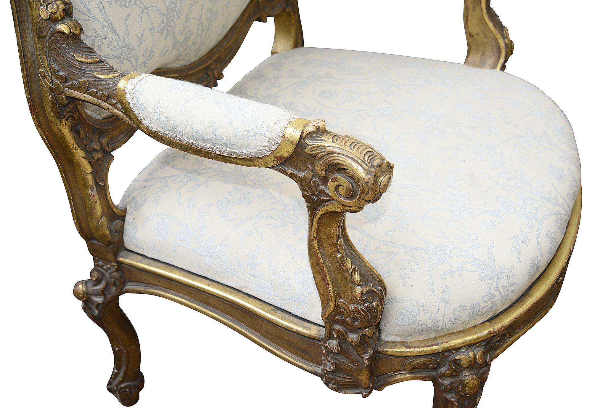 Rare Louis XVI Style French Gilt Wood Salon Suite, 1880 For Sale 2