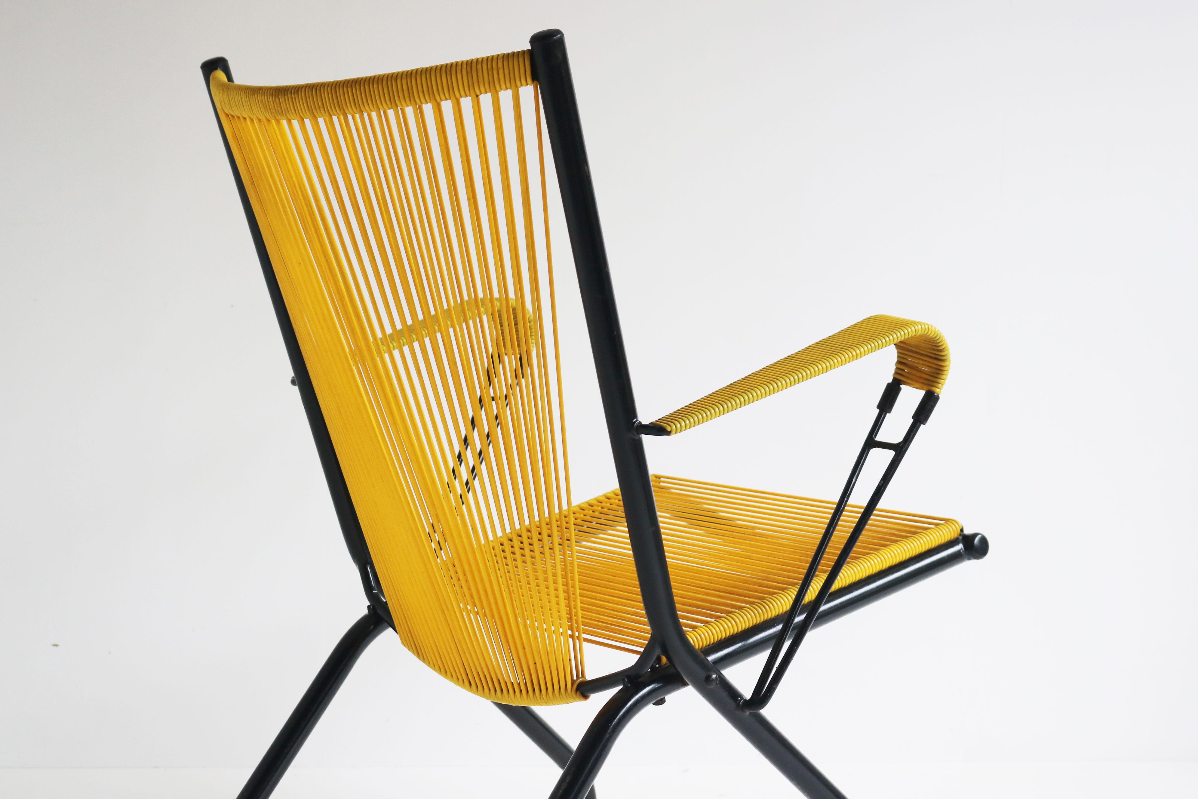 Mid-Century Modern Rare lounge chair by Andre Monpoix 1950 France foldable For Sale