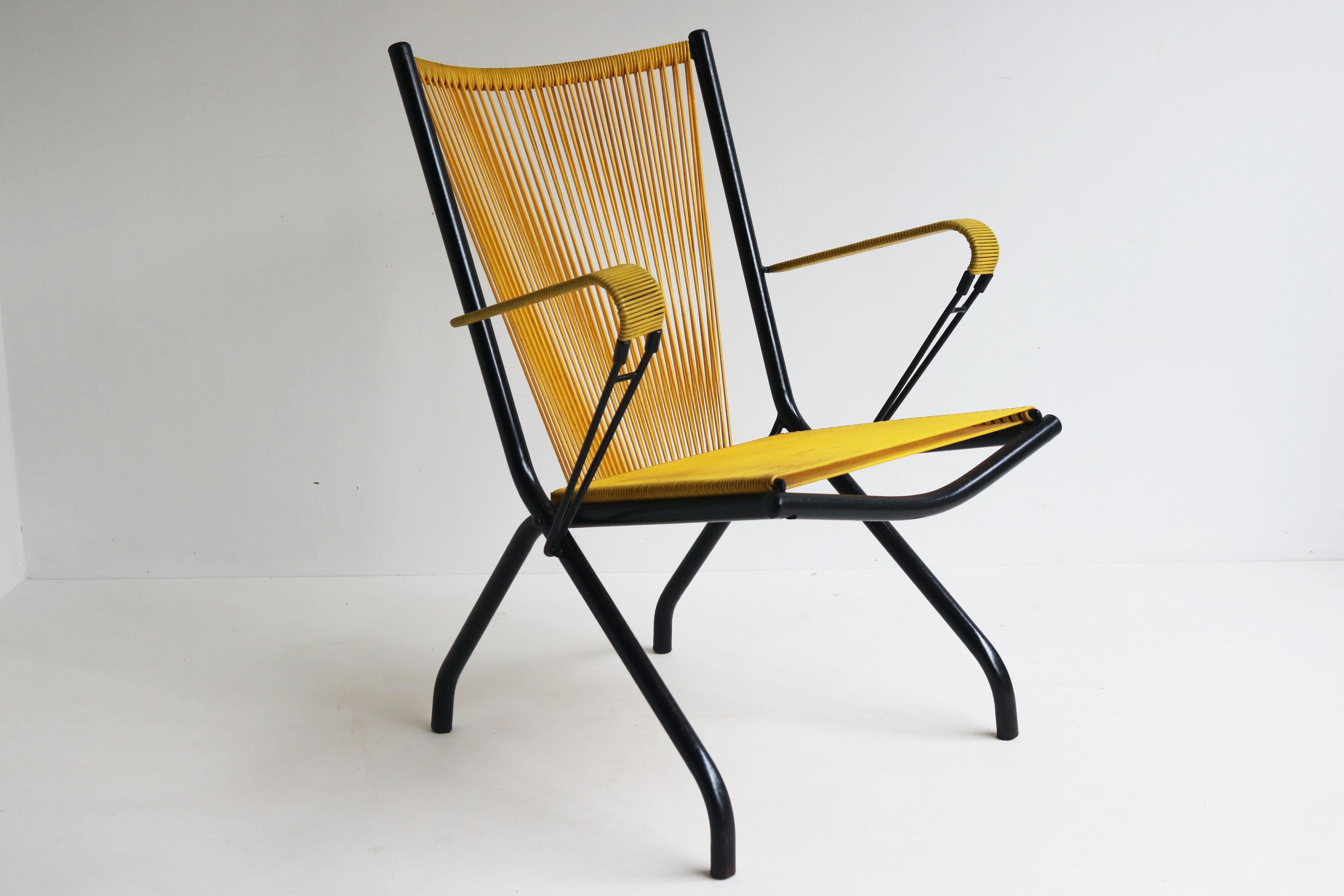 French Rare lounge chair by Andre Monpoix 1950 France foldable For Sale