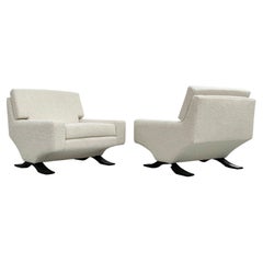 Rare Lounge Chairs in White Boucle, Franz T. Sartori, Flexform, 1965