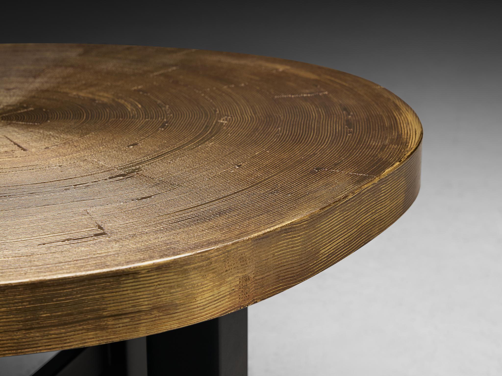 Post-Modern Rare Lova Creation Free Form Side Table in Etched Brass For Sale