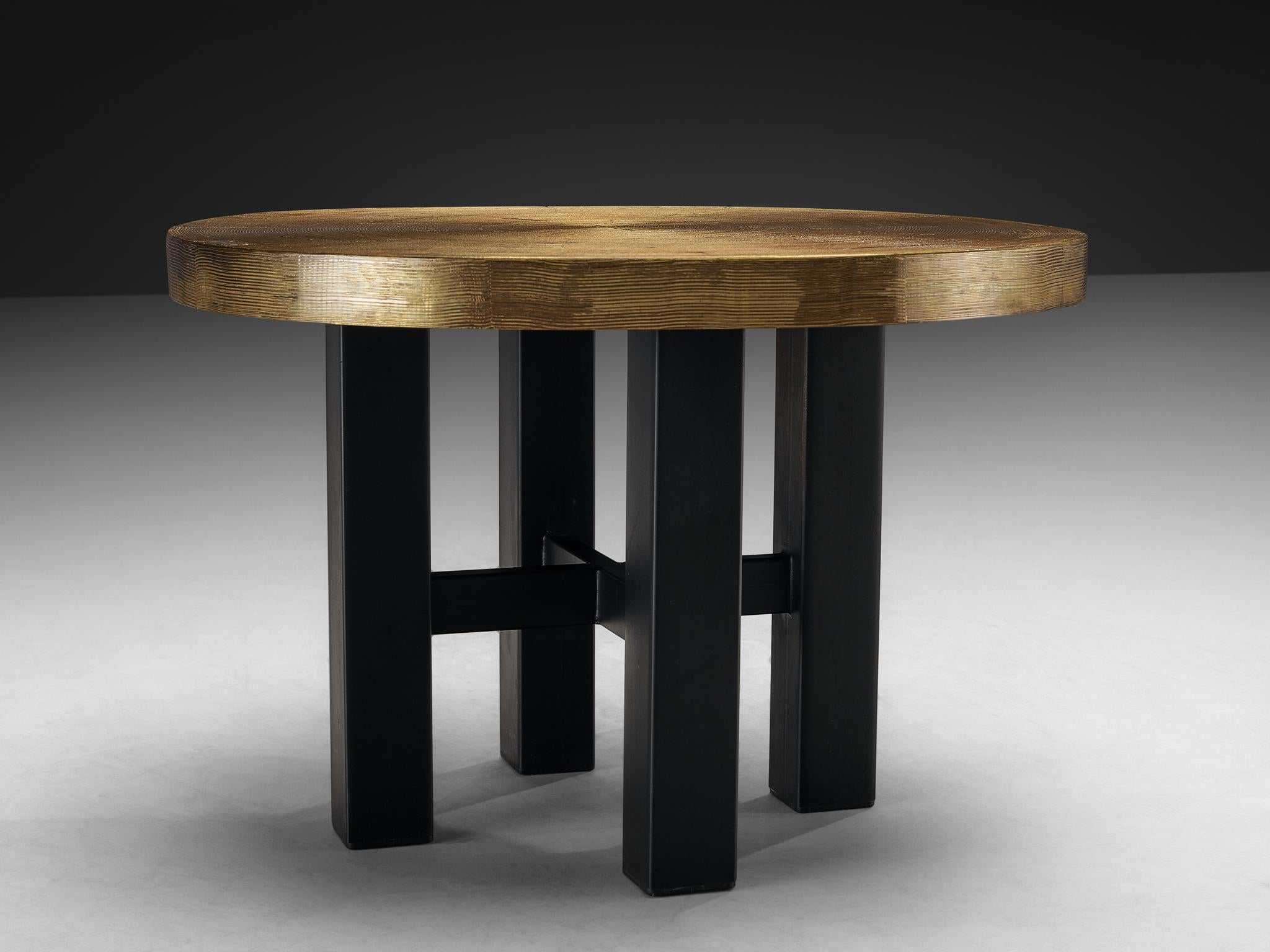 Rare Lova Creation Free Form Side Table in Etched Brass In Good Condition For Sale In Waalwijk, NL