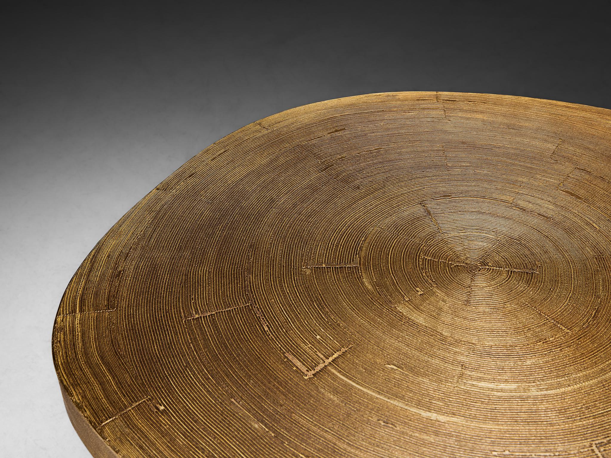 Late 20th Century Rare Lova Creation Free Form Side Table in Etched Brass For Sale