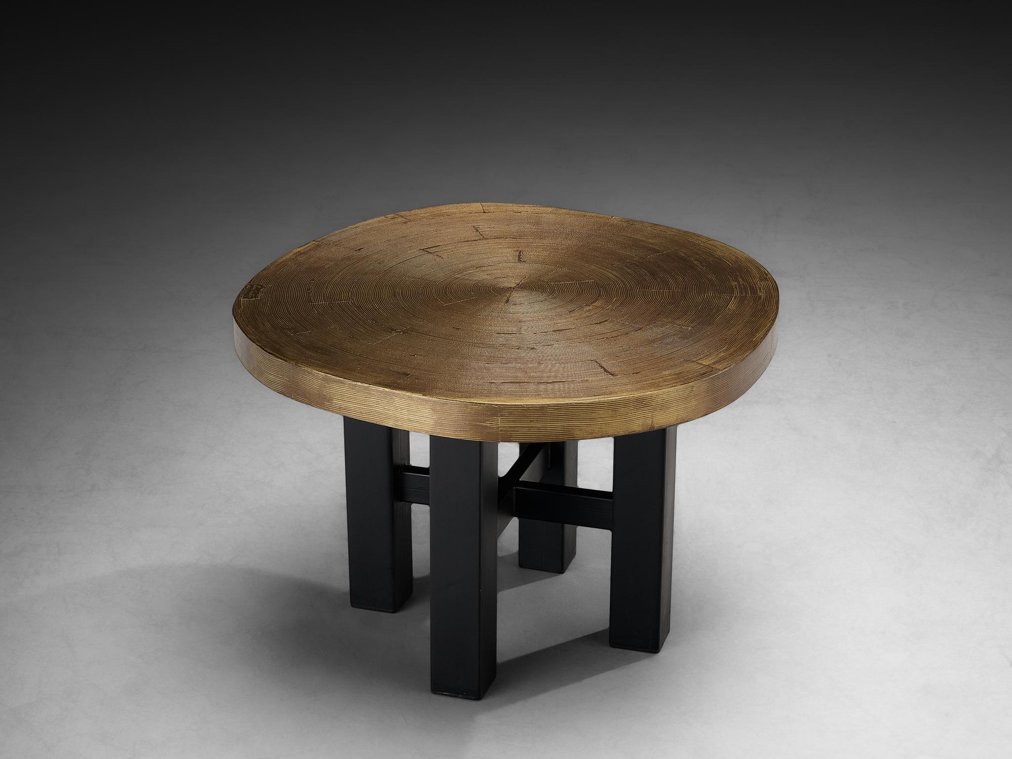 Rare Lova Creation Free Form Side Table in Etched Brass For Sale 1