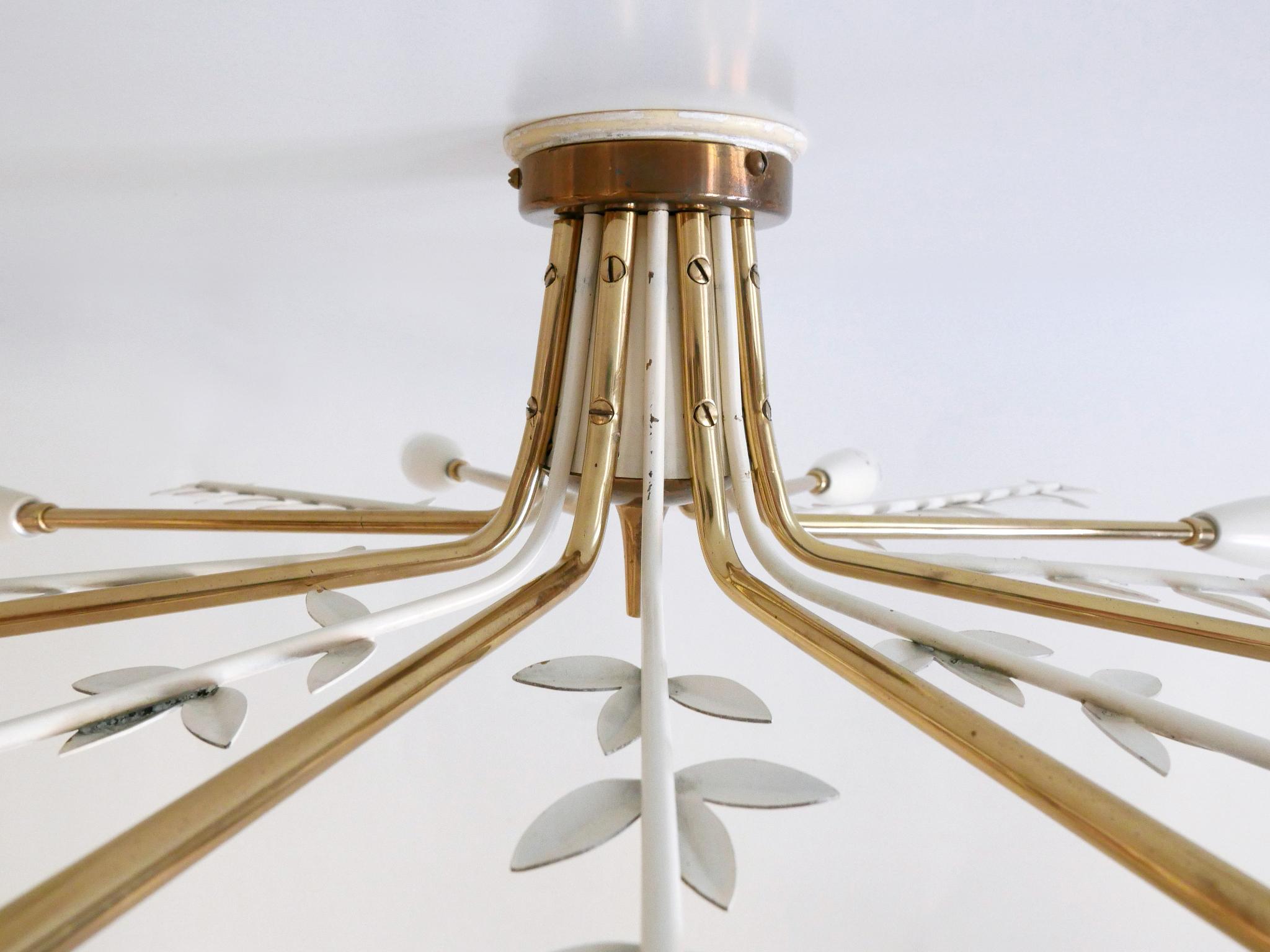 Rare Lovely Brass Sputnik Ceiling Lamp or Sconce by Vereinigte Werkstätten 1950s 5