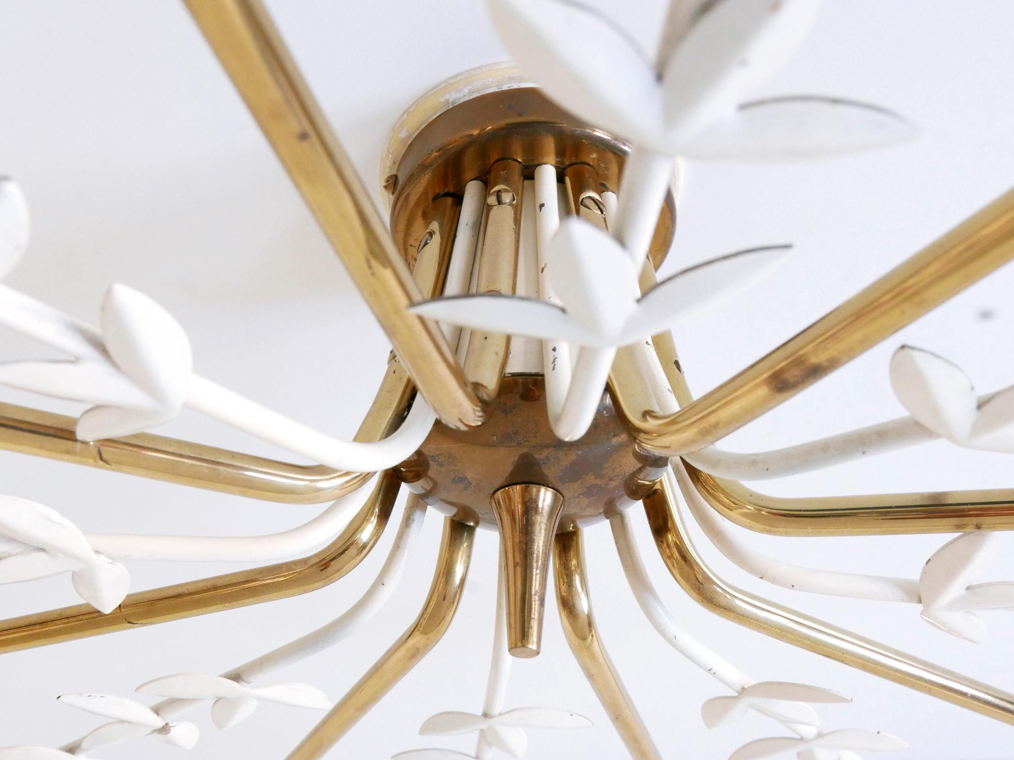 Rare Lovely Brass Sputnik Ceiling Lamp or Sconce by Vereinigte Werkstätten 1950s 6