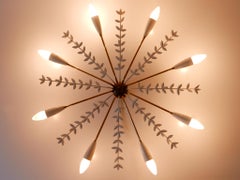 Seltene schöne Messing Sputnik Deckenleuchte oder Wandleuchter von Vereinigte Werkstätten 1950s