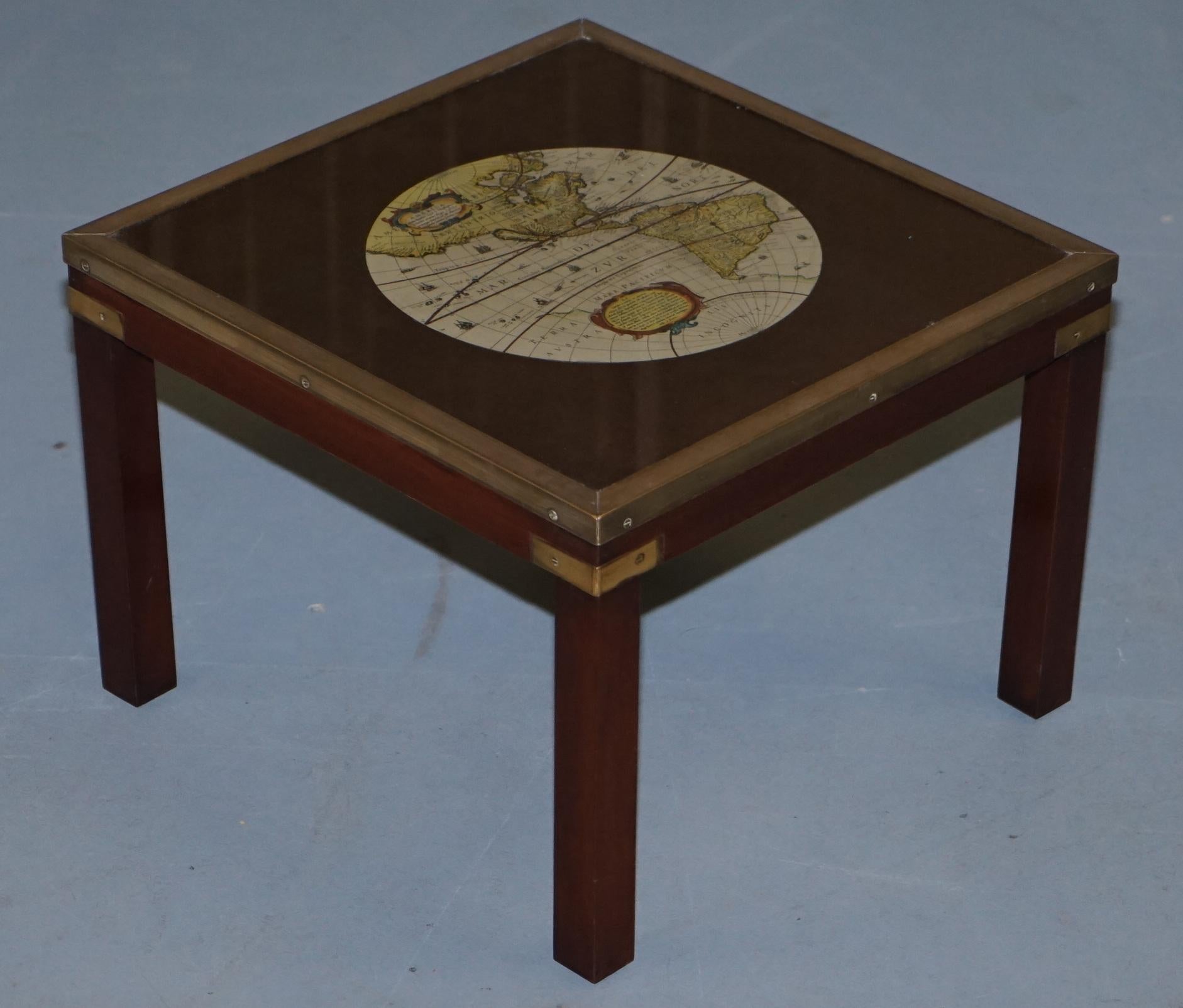 Rare Lovely Coffee & Side Table Nest of Tables Military Campaign with World Maps For Sale 6
