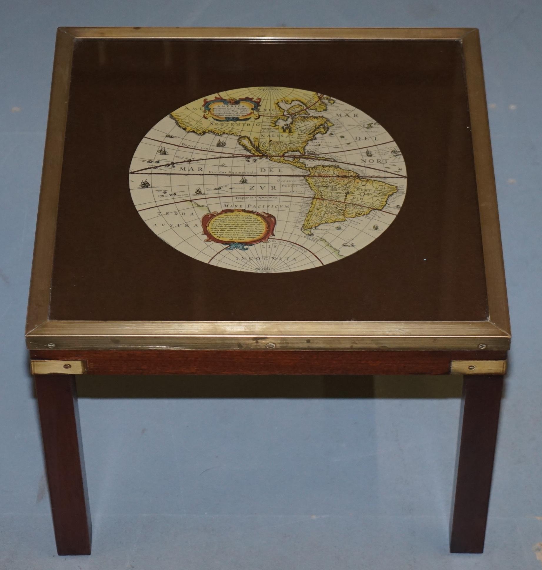 Rare Lovely Coffee & Side Table Nest of Tables Military Campaign with World Maps For Sale 7