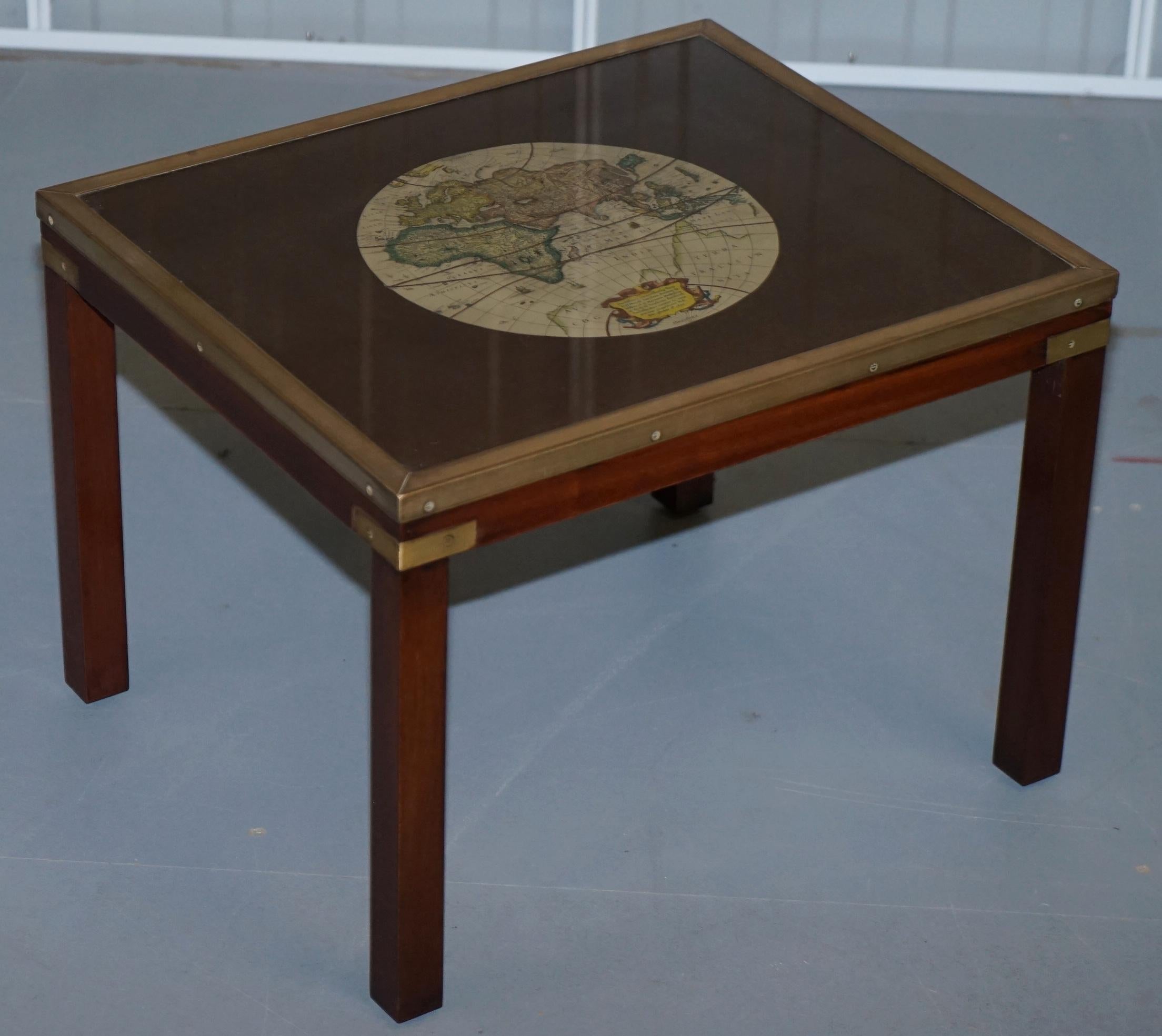 Rare Lovely Coffee & Side Table Nest of Tables Military Campaign with World Maps For Sale 1