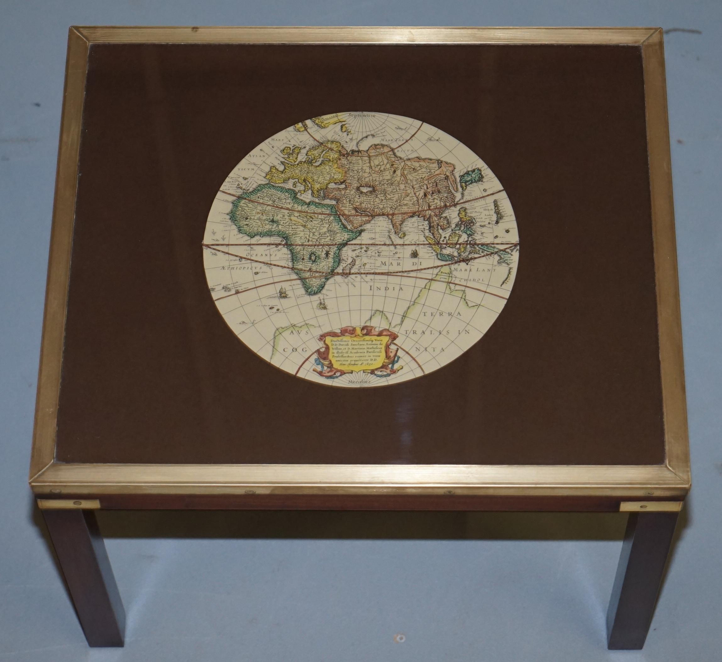 Rare Lovely Coffee & Side Table Nest of Tables Military Campaign with World Maps For Sale 2