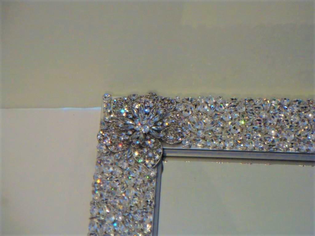 American Rare Lovely Estate Diamond Style Bling Swarovski Crystal Elements Mirror For Sale