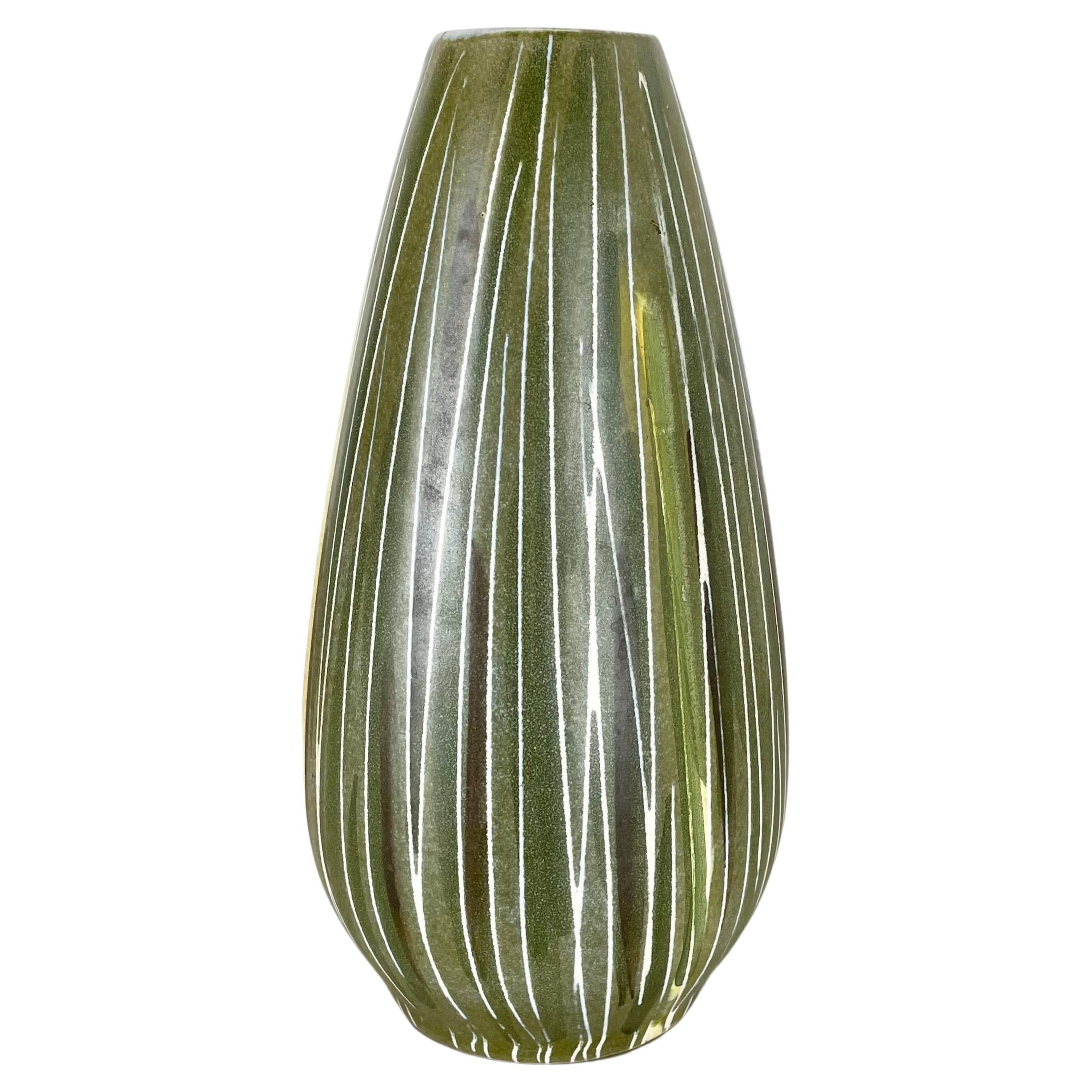 rare lovely Pottery Fat Lava "LINES" Vase by Übelacker Ceramics, Germany, 1970 For Sale