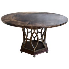 Rare Game / Dinning Table by Aldo Tura Italy Goatskin and Brass