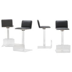 Rare Lucite Swivel Bar Stools, 70s