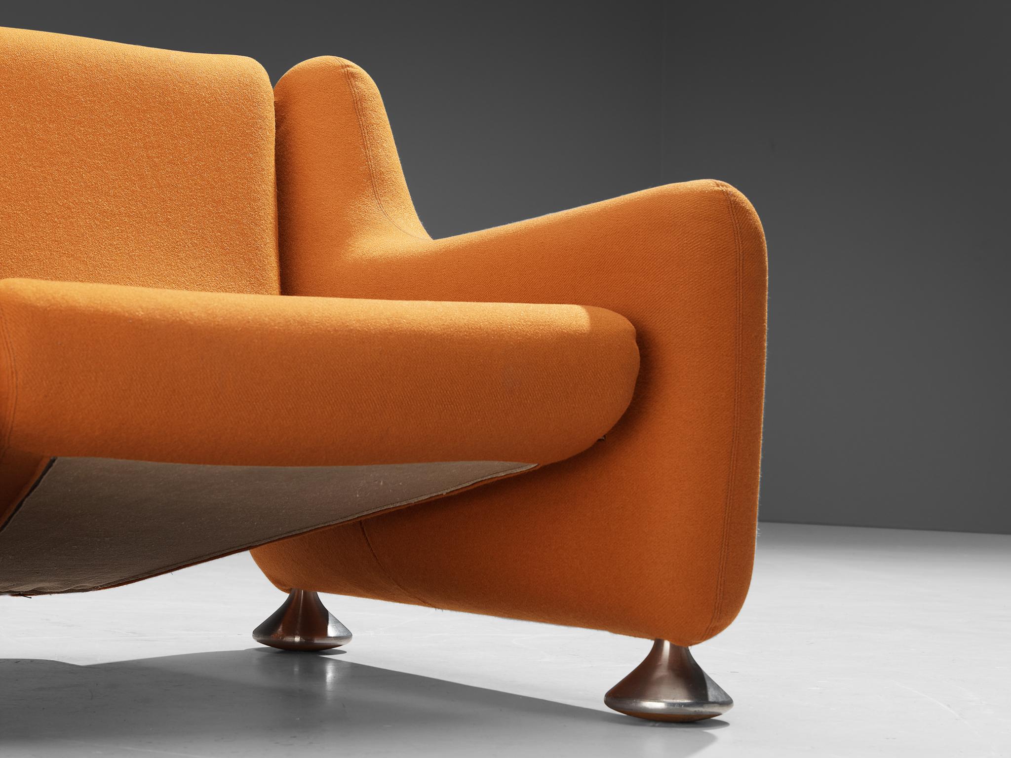 Rare Luigi Colani for Fritz Hansen Lounge Chair in Orange Upholstery For Sale 3