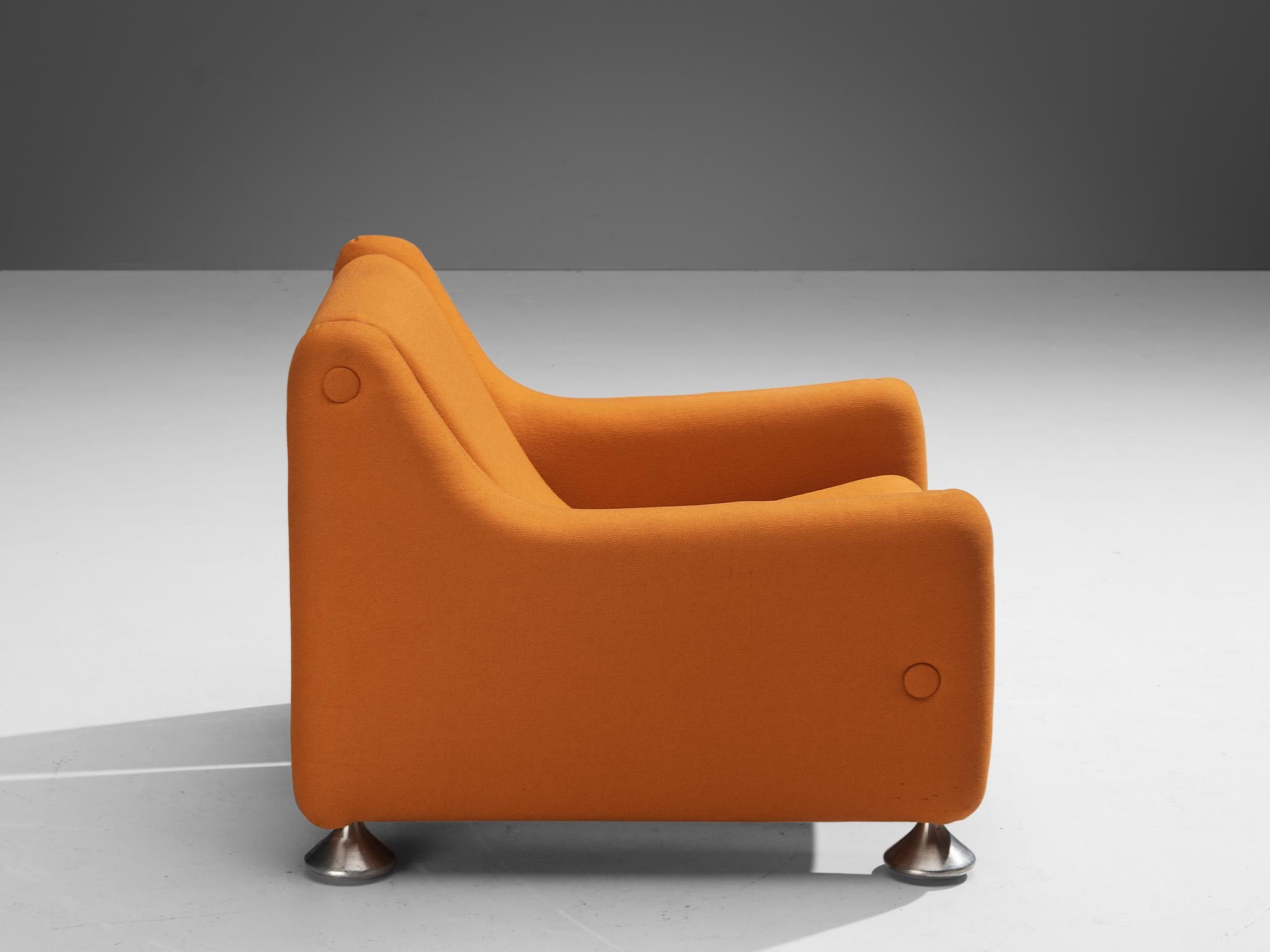 Post-Modern Rare Luigi Colani for Fritz Hansen Lounge Chair in Orange Upholstery For Sale