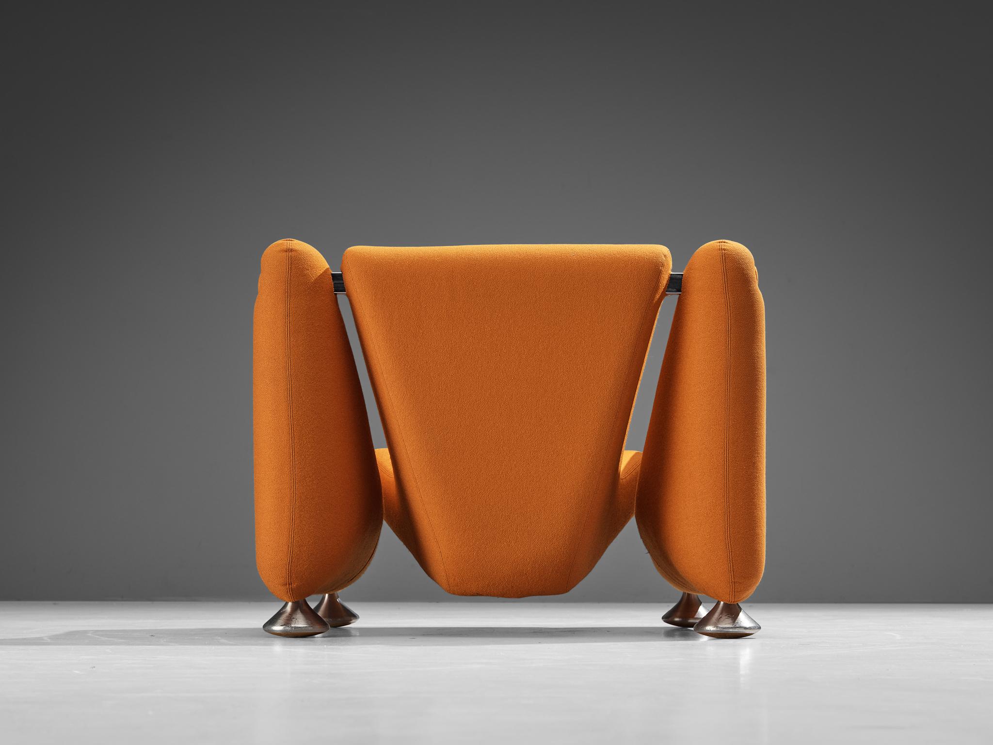 Danish Rare Luigi Colani for Fritz Hansen Lounge Chair in Orange Upholstery For Sale
