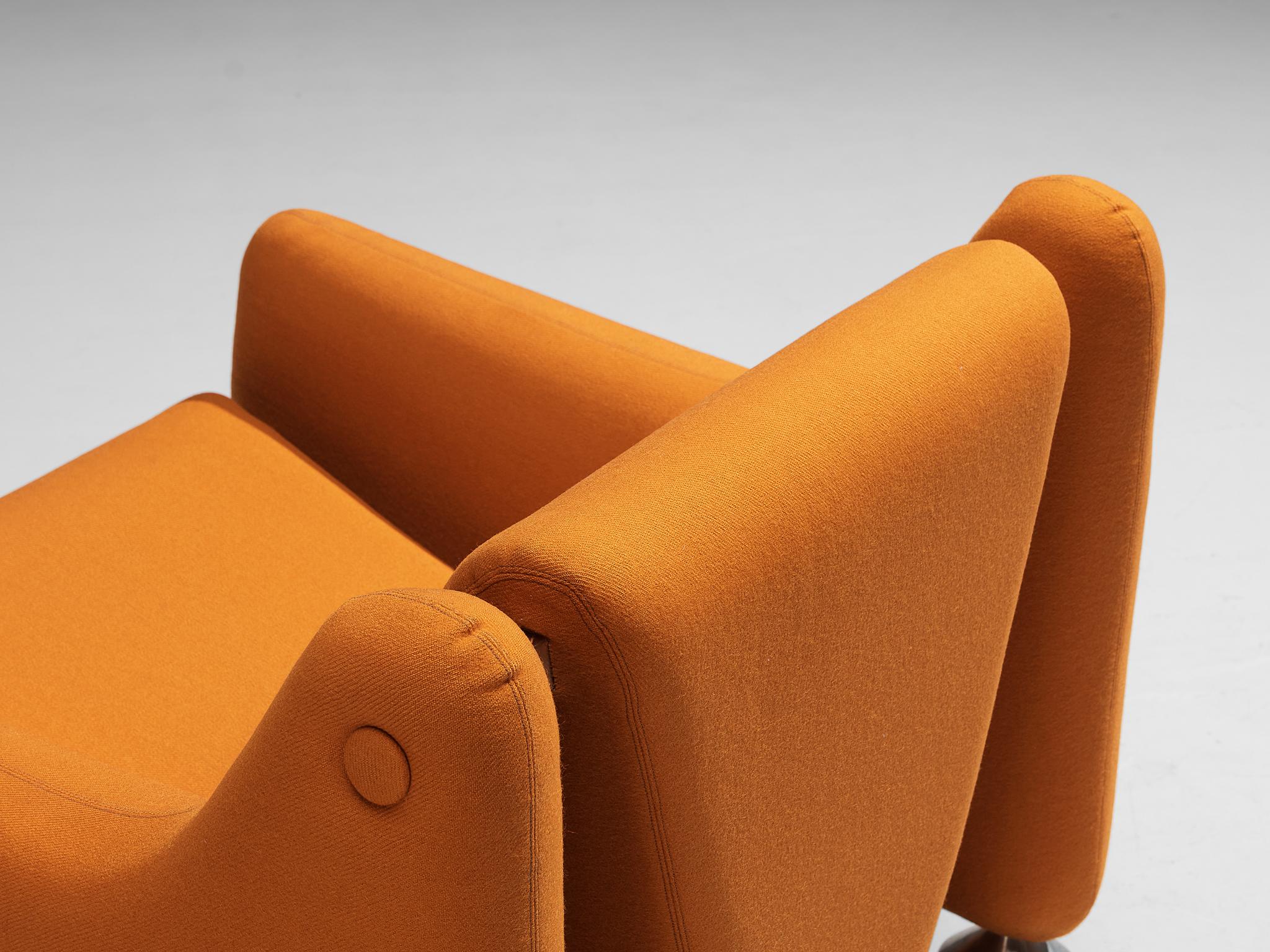 Rare Luigi Colani for Fritz Hansen Lounge Chair in Orange Upholstery For Sale 1