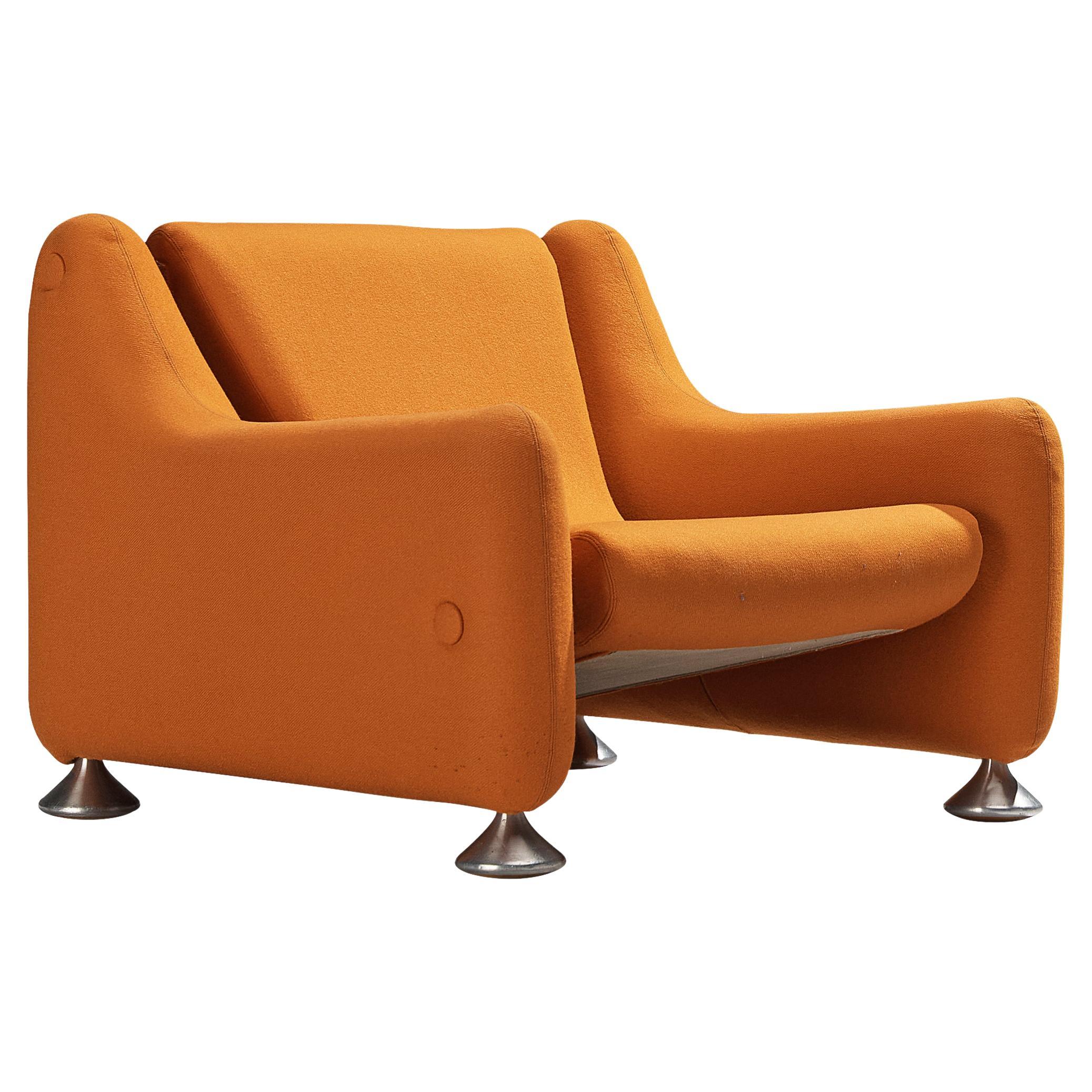 Rare Luigi Colani for Fritz Hansen Lounge Chair in Orange Upholstery