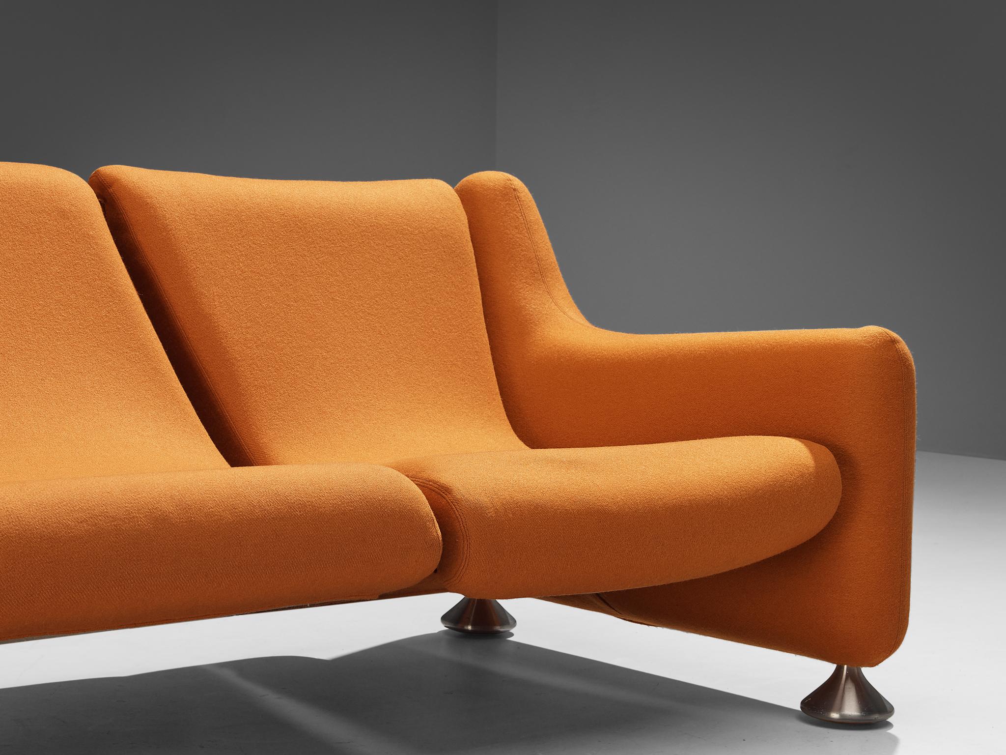 Seltenes Sofa von Luigi Colani für Fritz Hansen mit orangefarbener Polsterung  im Angebot 3