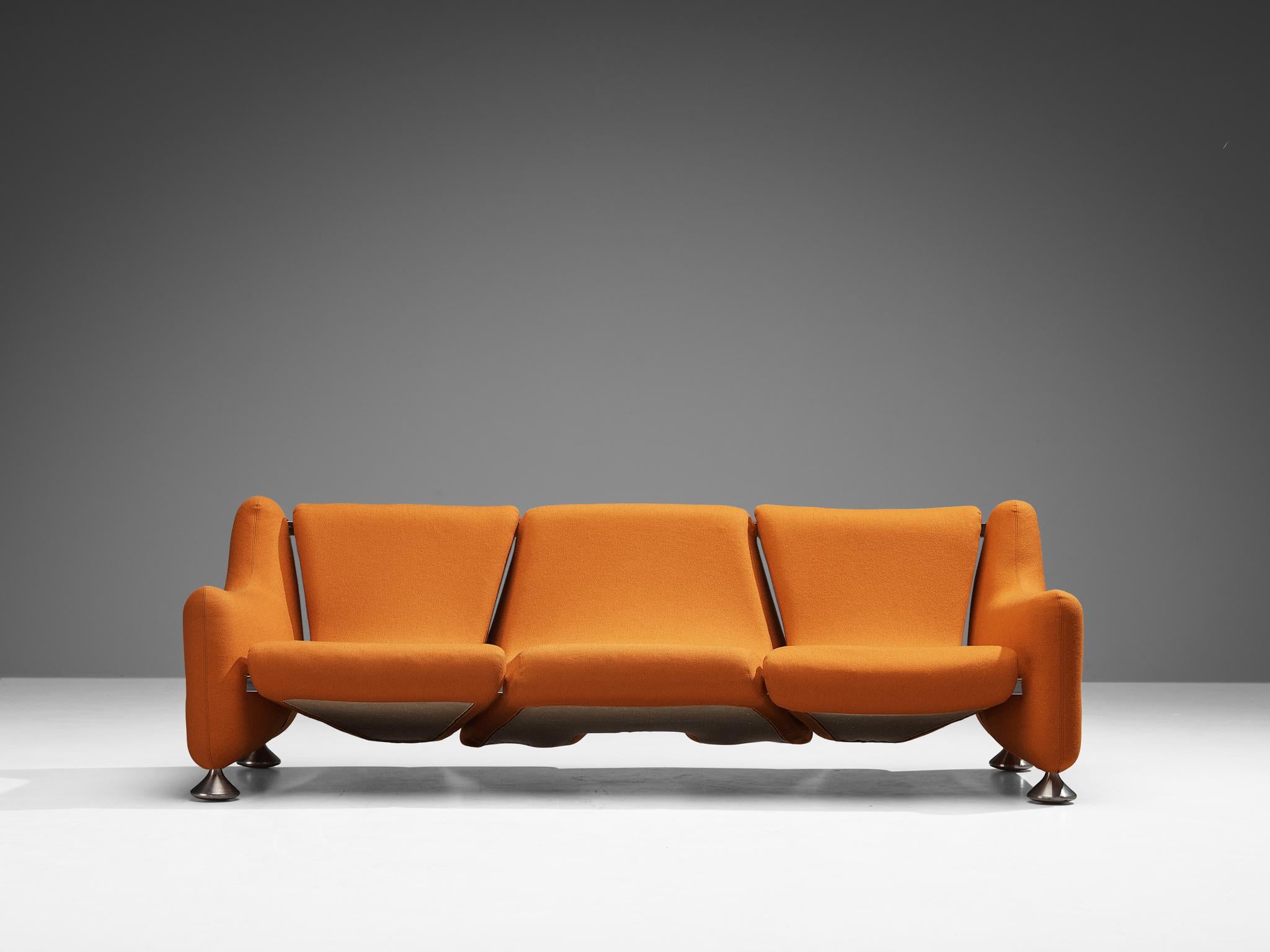 Post-Modern Rare Luigi Colani for Fritz Hansen Sofa in Orange Upholstery  For Sale