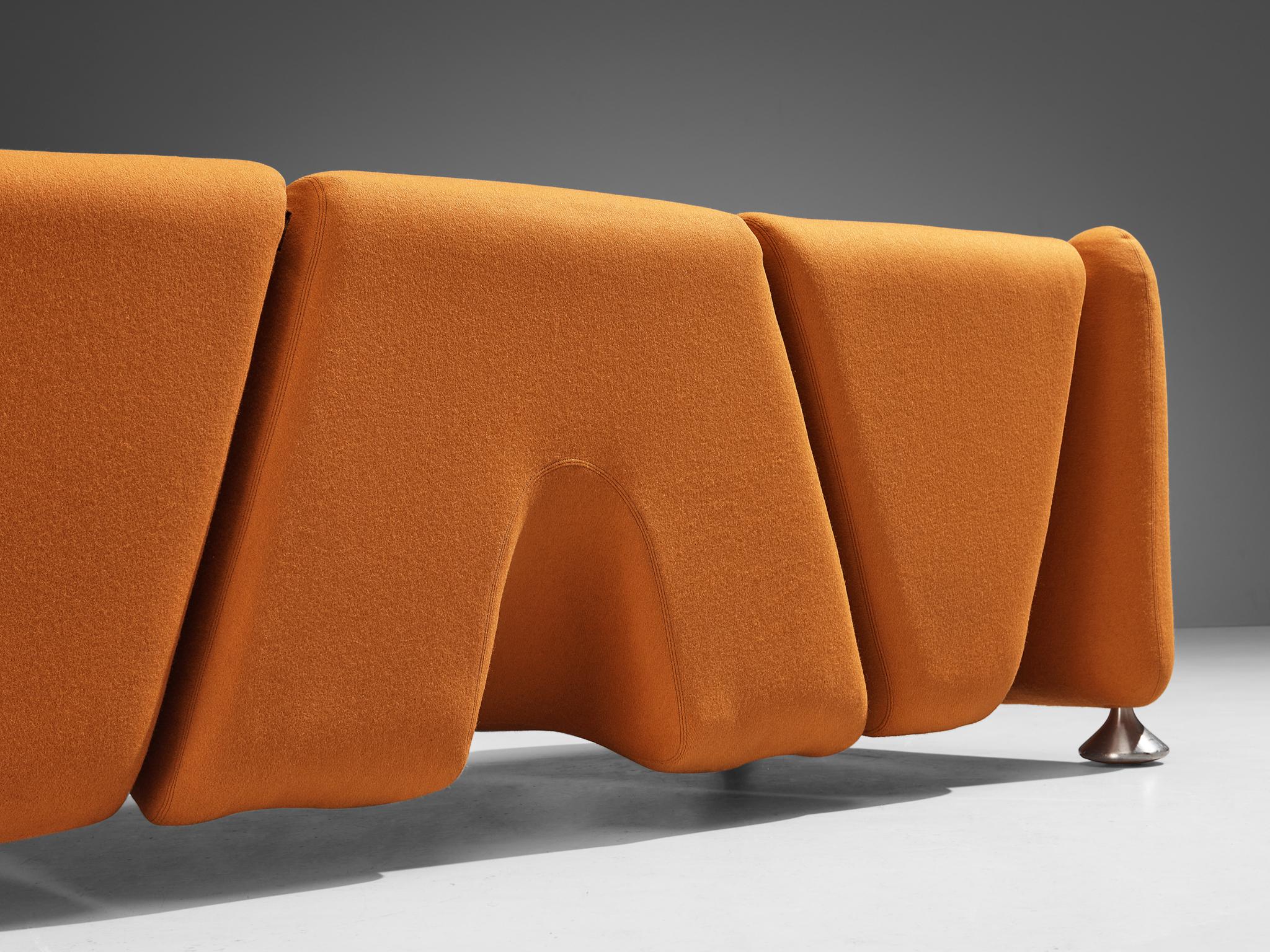 Rare Luigi Colani for Fritz Hansen Sofa in Orange Upholstery  In Good Condition For Sale In Waalwijk, NL