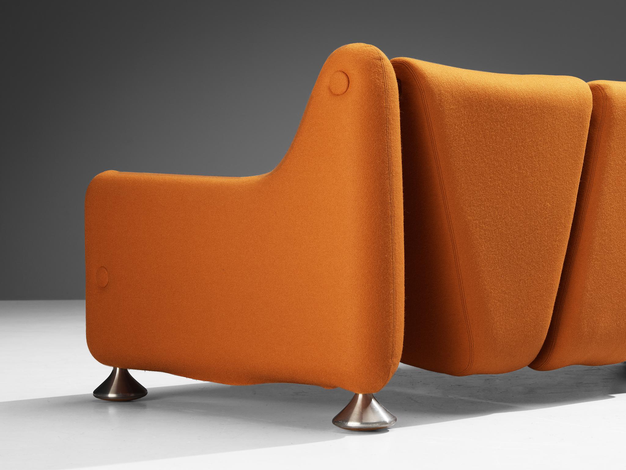 Seltenes Sofa von Luigi Colani für Fritz Hansen mit orangefarbener Polsterung  im Angebot 1