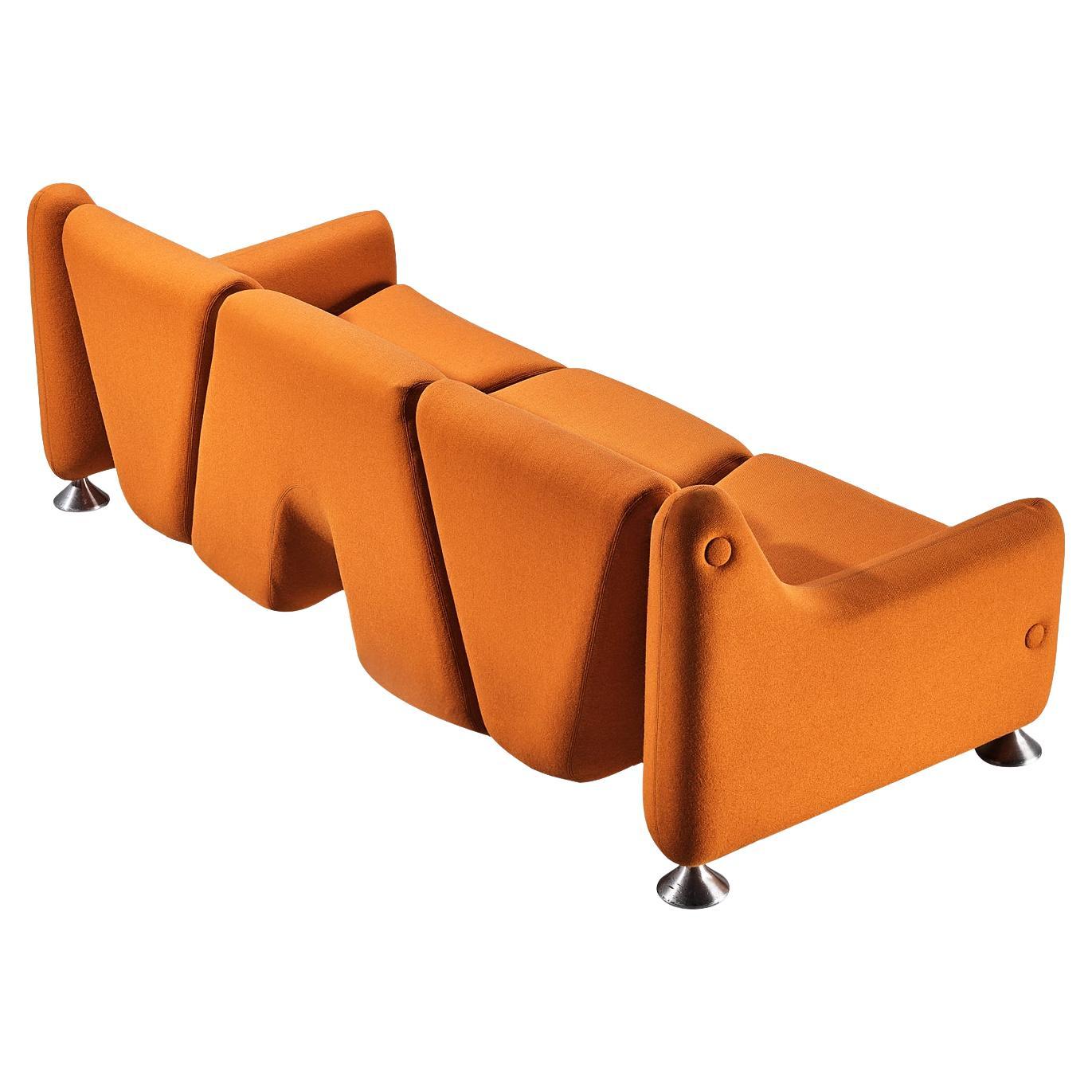 Seltenes Sofa von Luigi Colani für Fritz Hansen mit orangefarbener Polsterung 