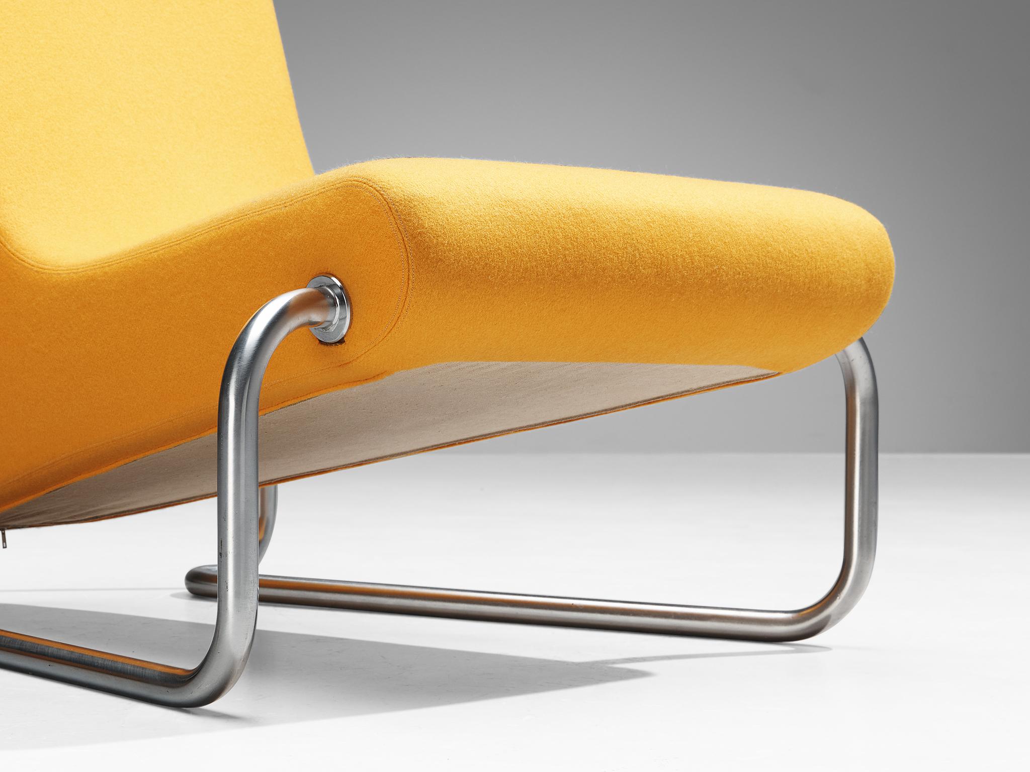 Steel Rare Luigi Colani Lounge Chair in Orange Upholstery For Sale