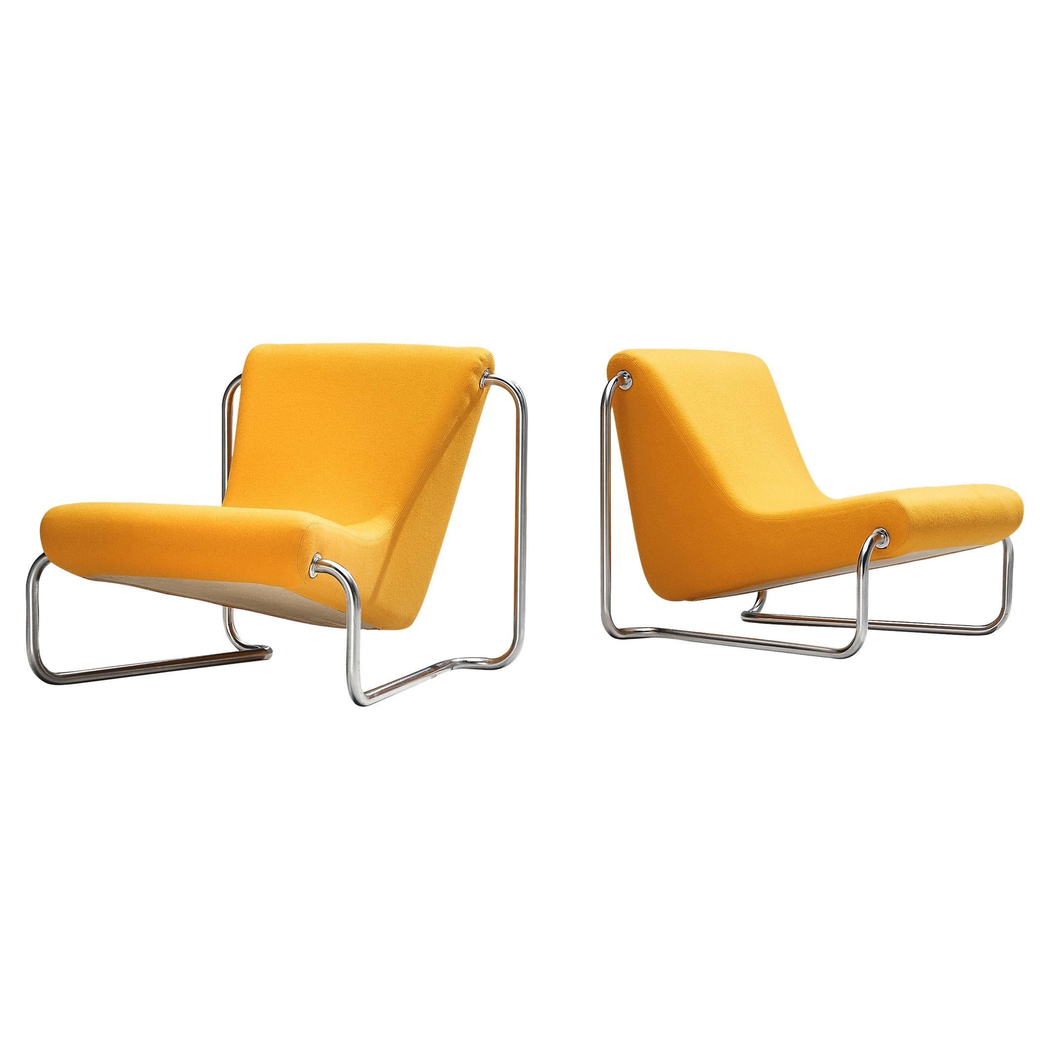 Rare Luigi Colani Lounge Chairs in Orange Upholstery