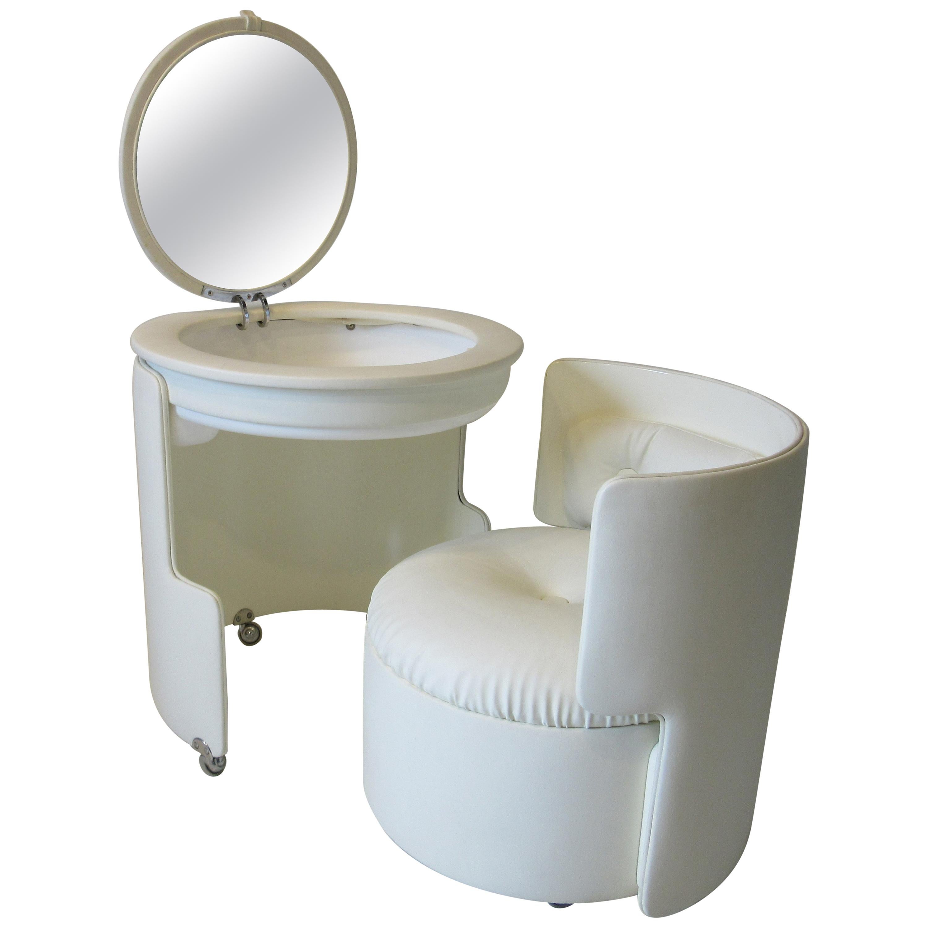 Rare Luigi Massoni " Dilly dally " meuble-lavabo italien avec tabouret