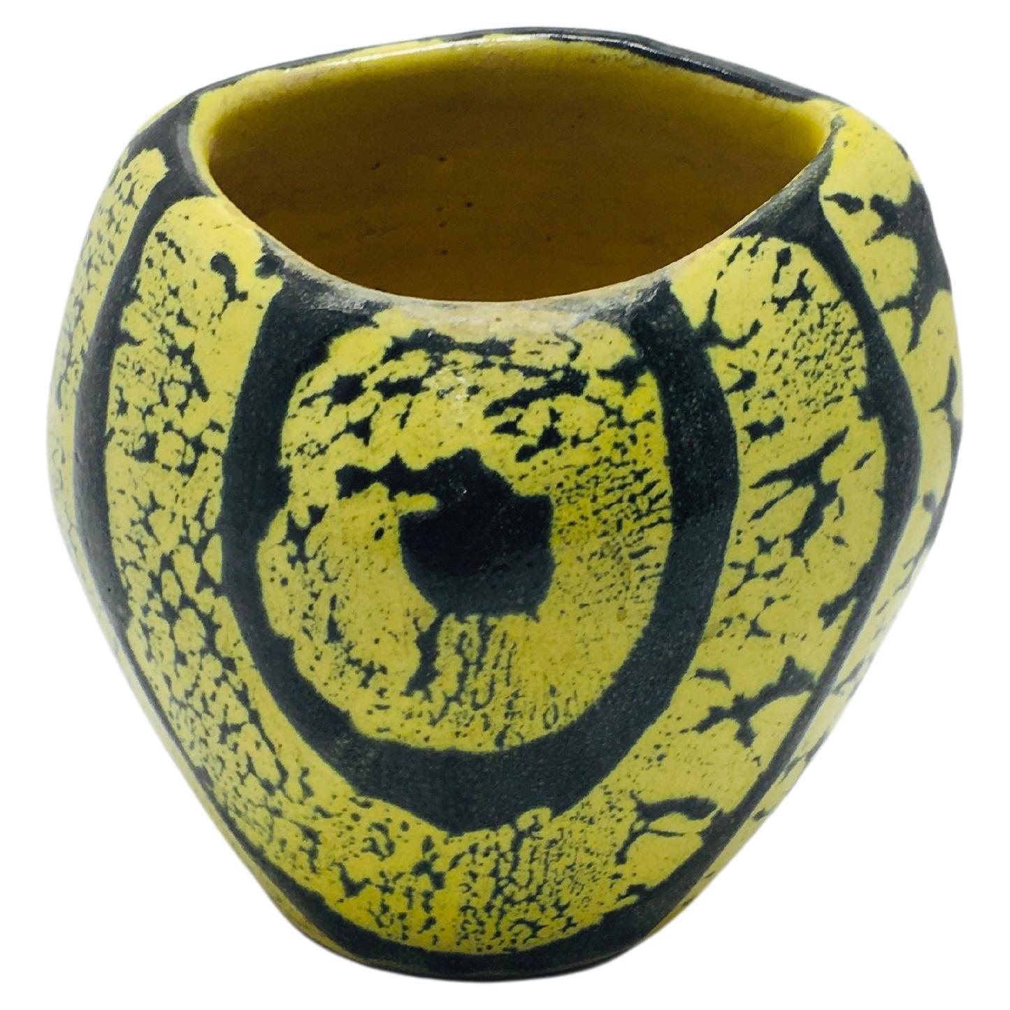 Rare Luria Vilma Ceramic Vase in Yellow-Black Color For Sale