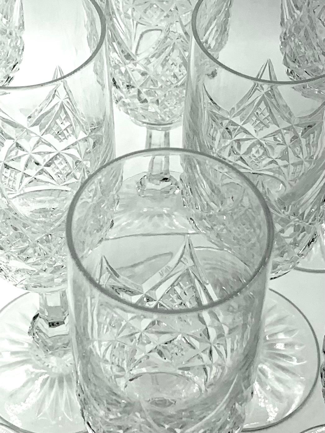 Crystal Rare Luxurious 24 Piece Baccarat Colbert Stemware Service for Eight For Sale